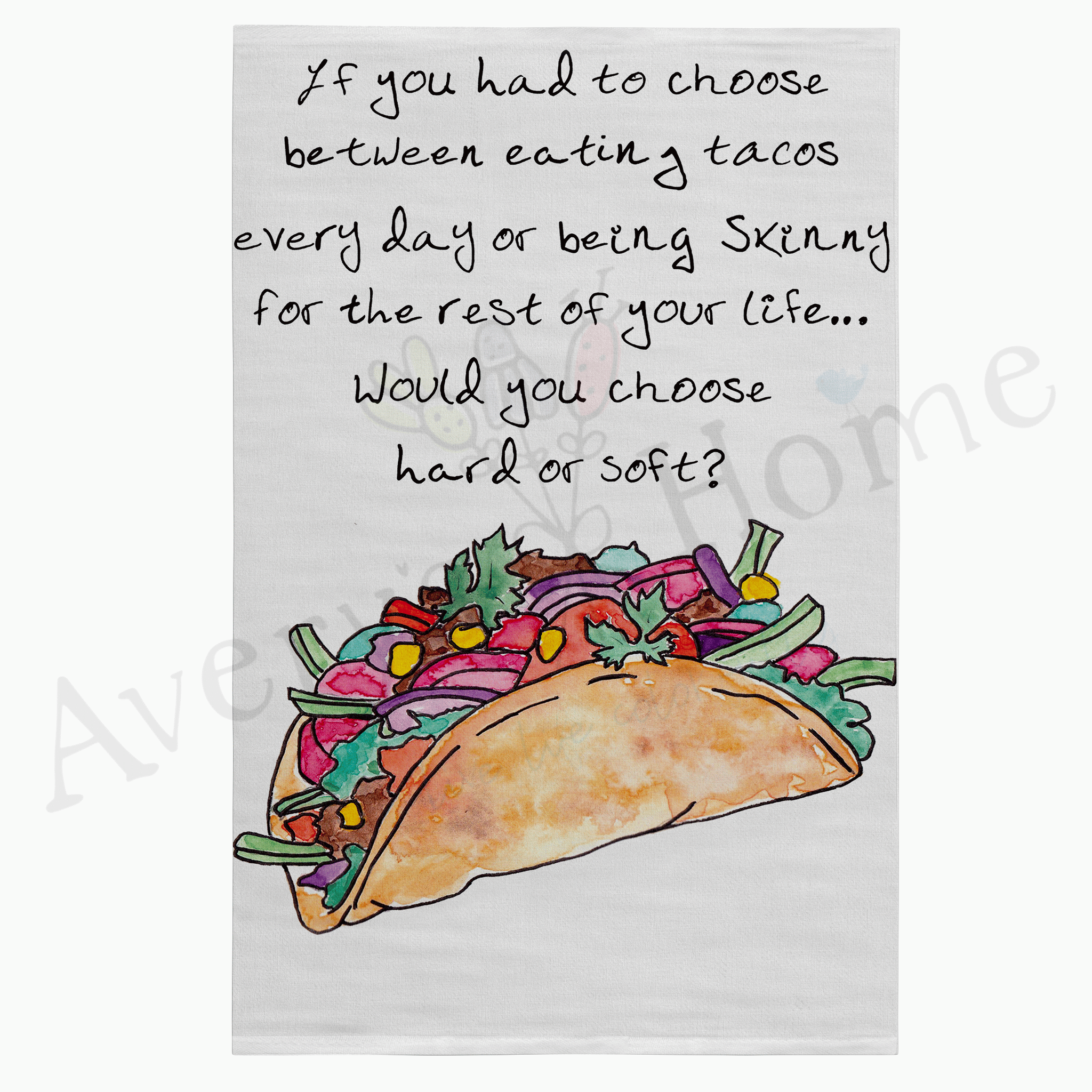 Tacos for Life dish towel, 27x27 flour sack cotton
