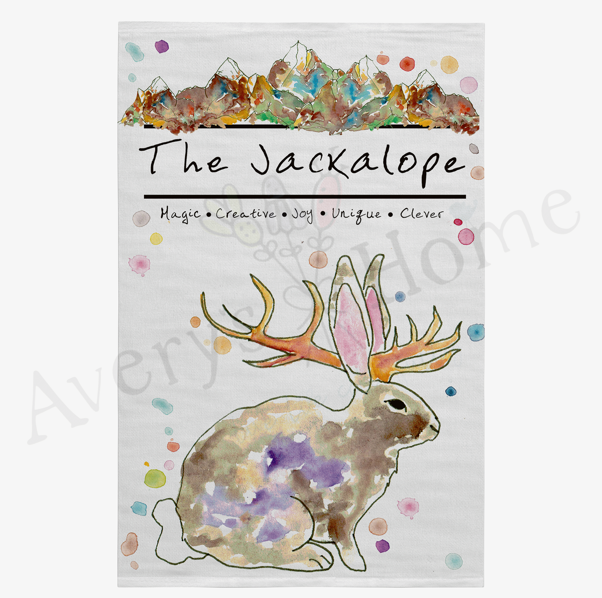 Mountain Jackalope dish towel design detail