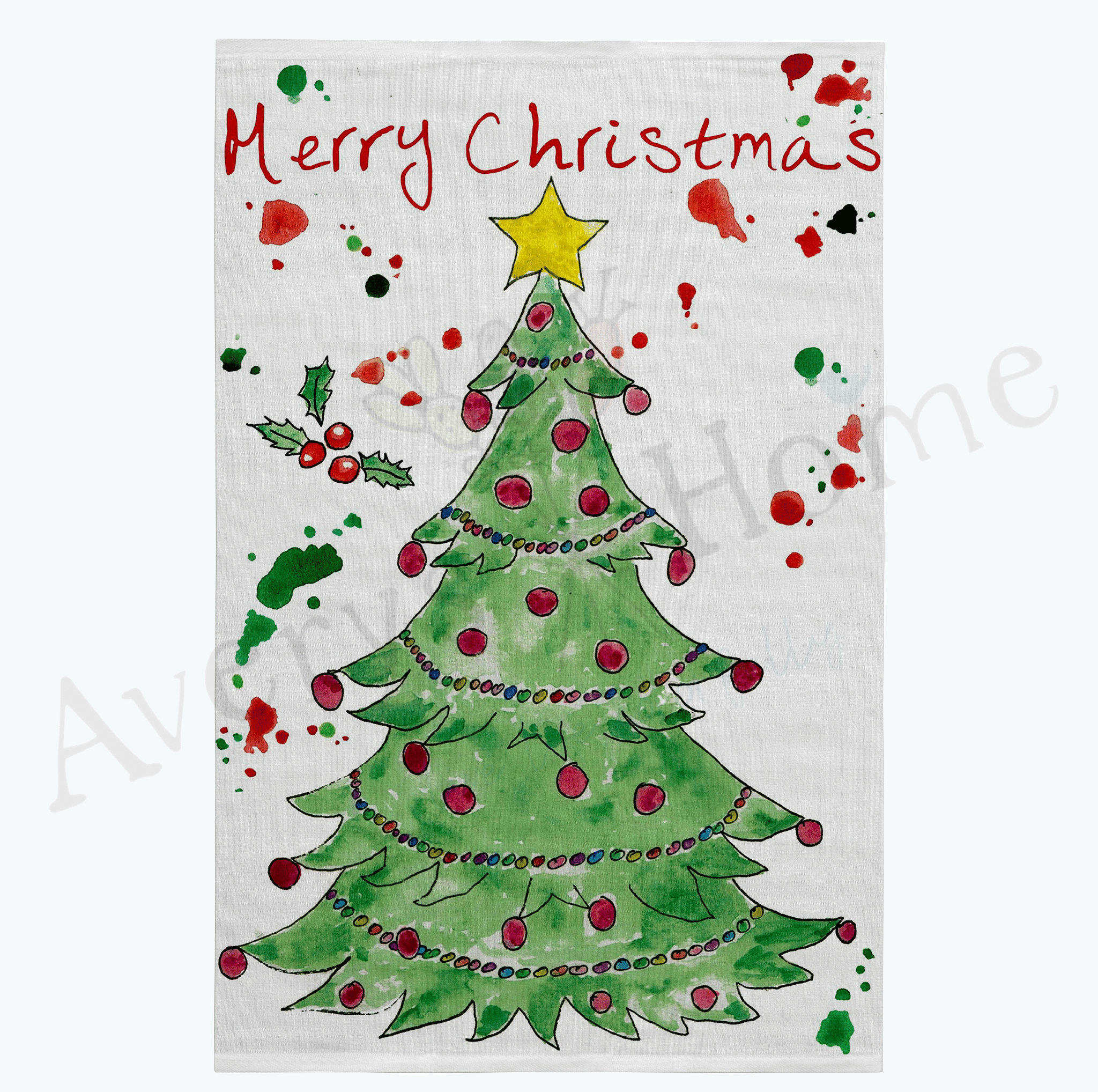 Christmas Tree dish towel design detail