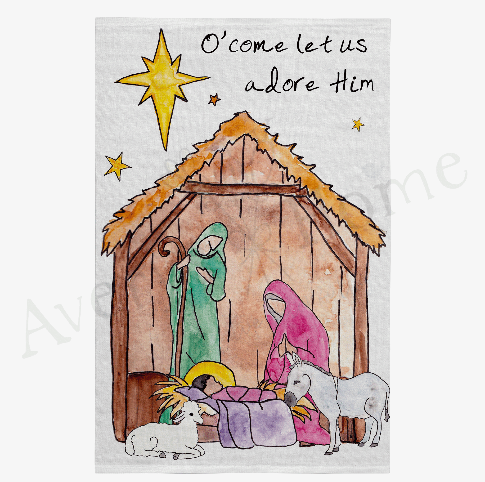 Christmas Nativity dish towel design detail