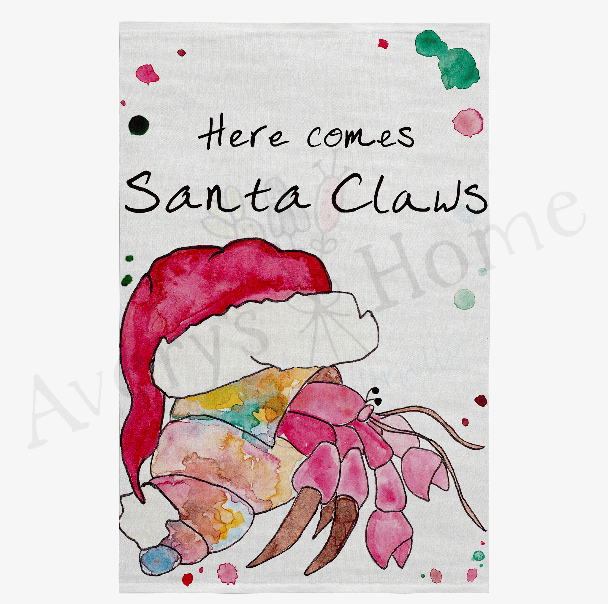 Santa Claws Christmas dish towel design detail