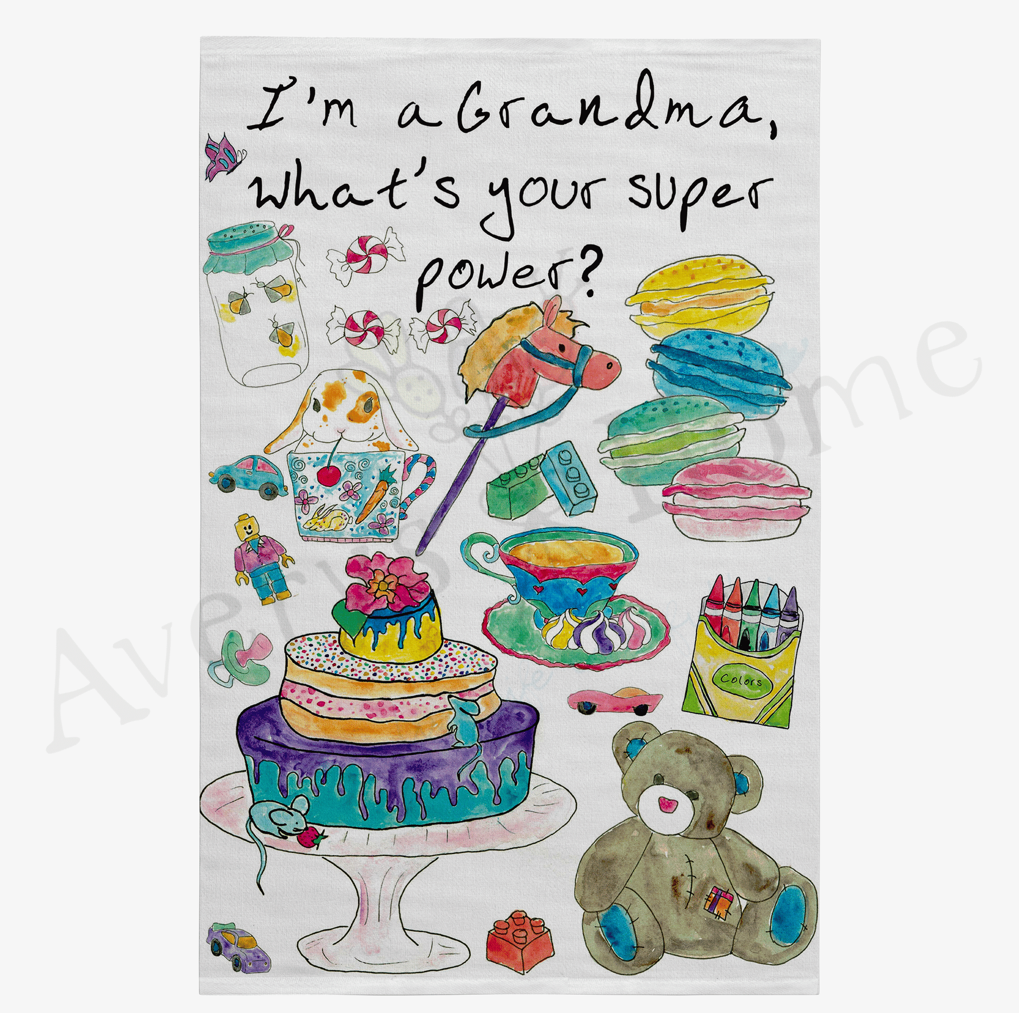 I'm a Grandma dish towel design detail