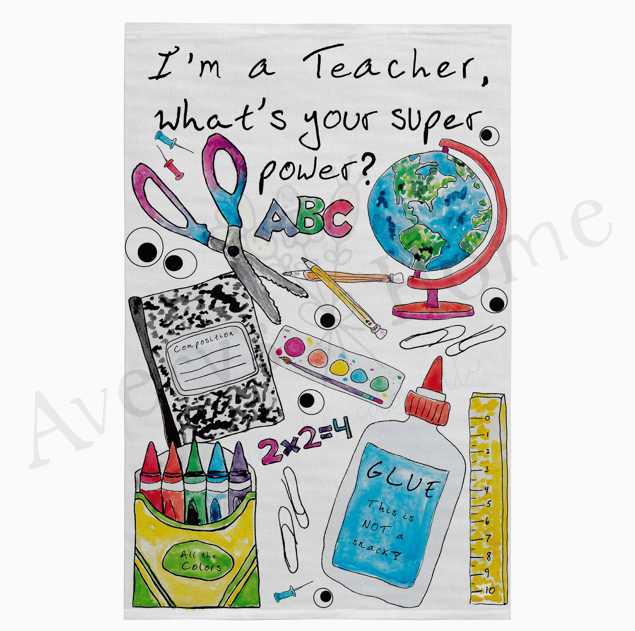 I'm a Teacher dish towel design detail