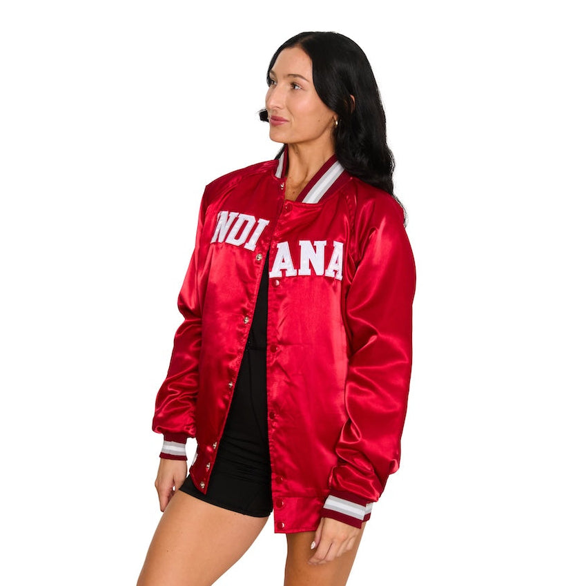 Indiana Hoosiers Satin Letterman Bomber Jacket