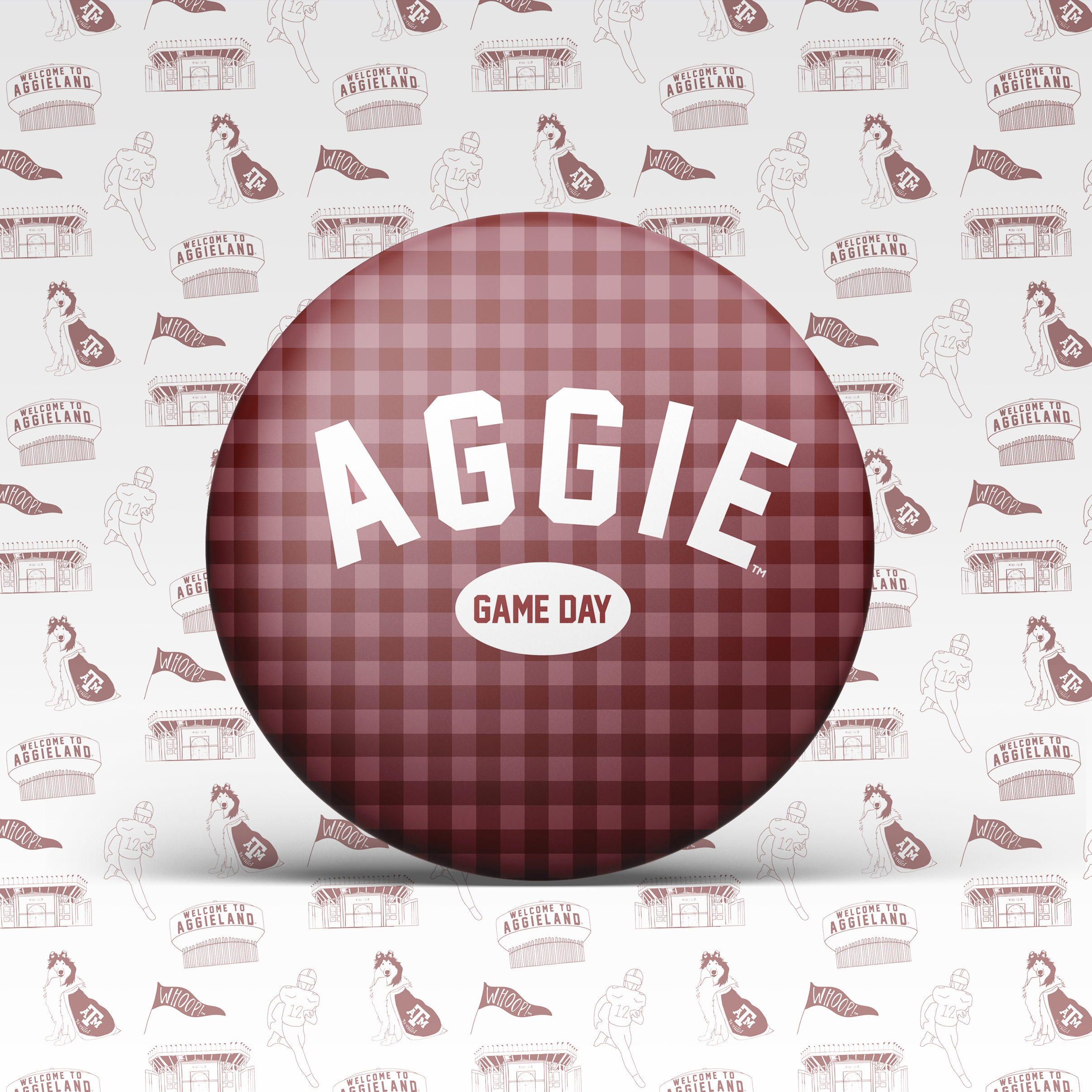 Aggie Game Day Gingham Button