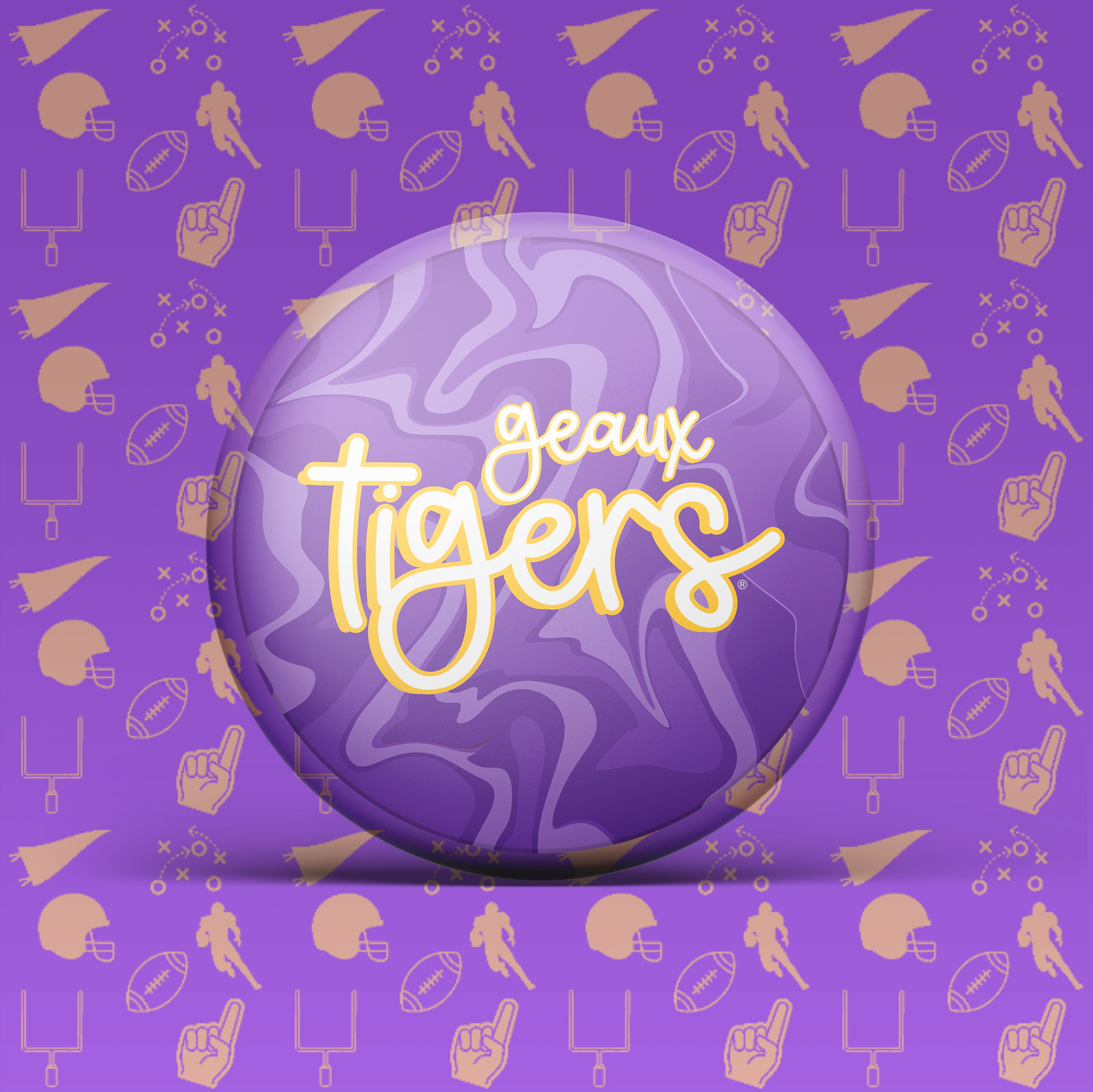 Geaux Tigers Swirl Button
