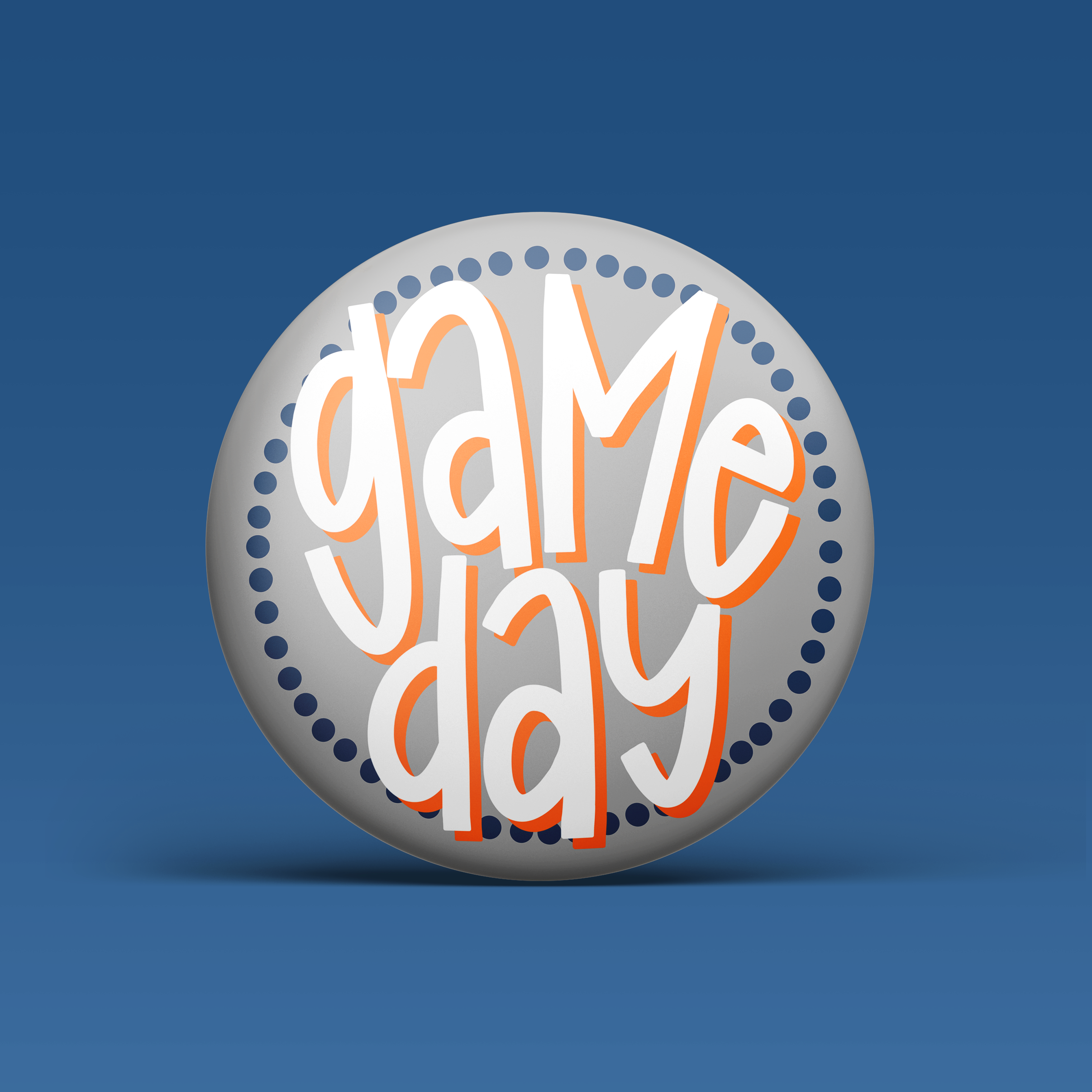 Polka Dots Button - Navy & Orange