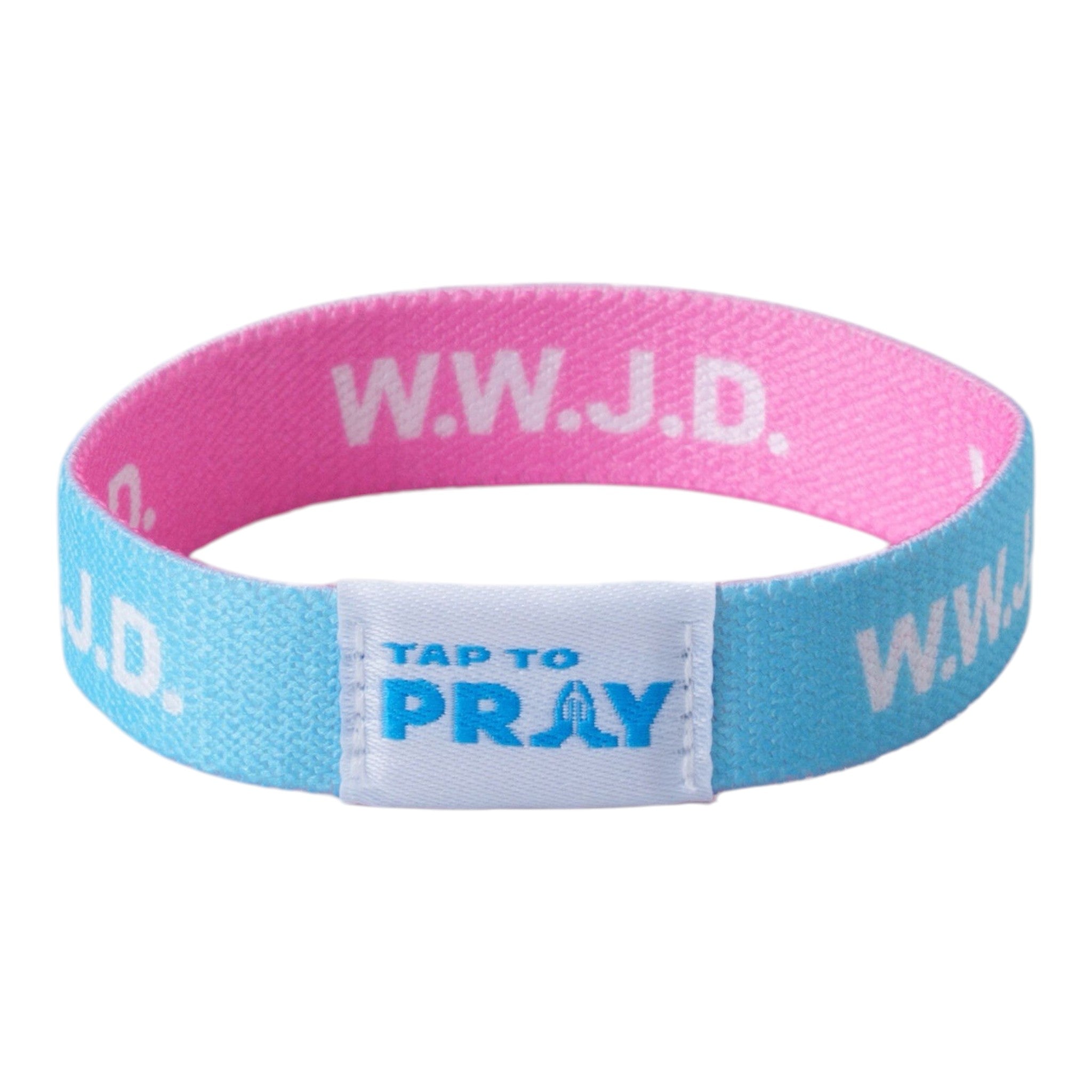 Tap To Pray® Wristband – Blue & PInk WWJD