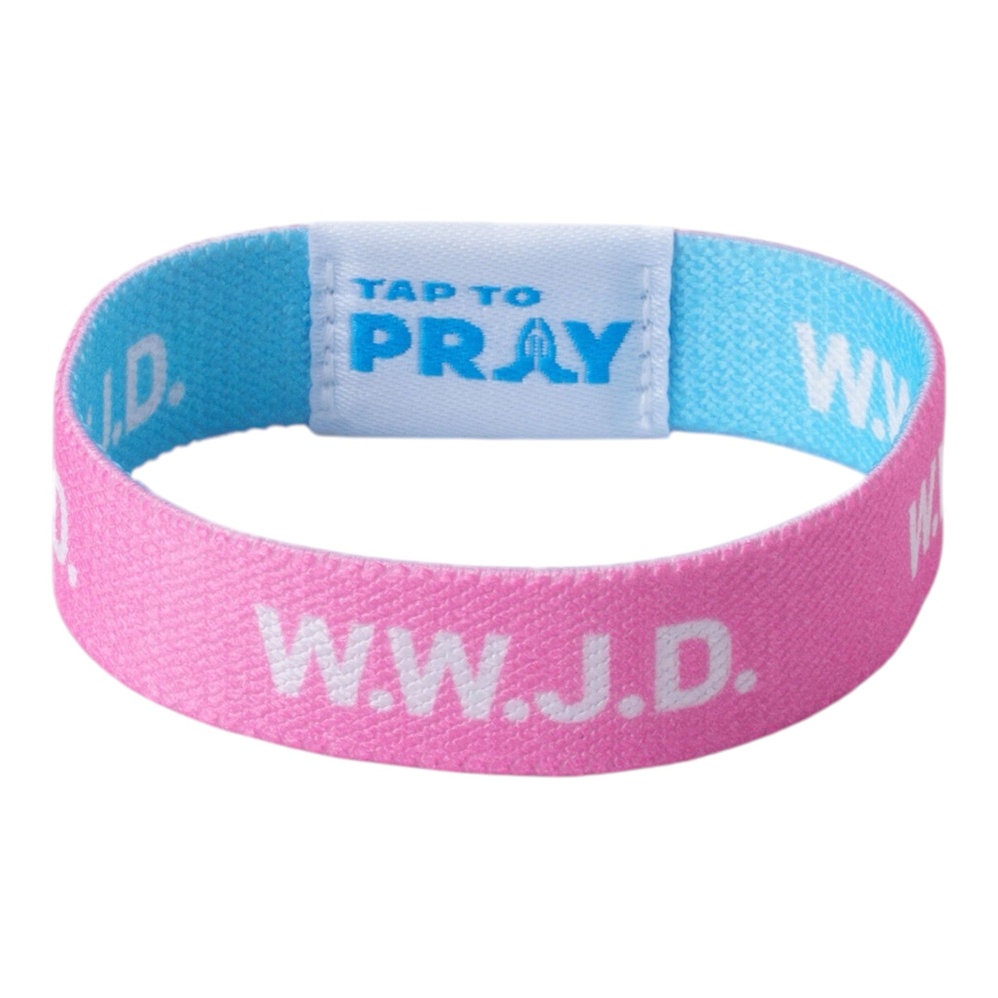 Tap To Pray® Wristband – Blue & PInk WWJD