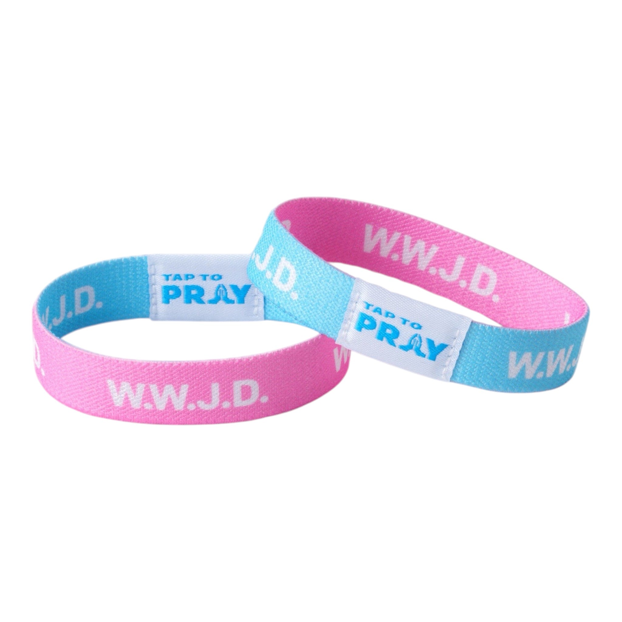 Tap To Pray® Wristband – Blue & PInk WWJD