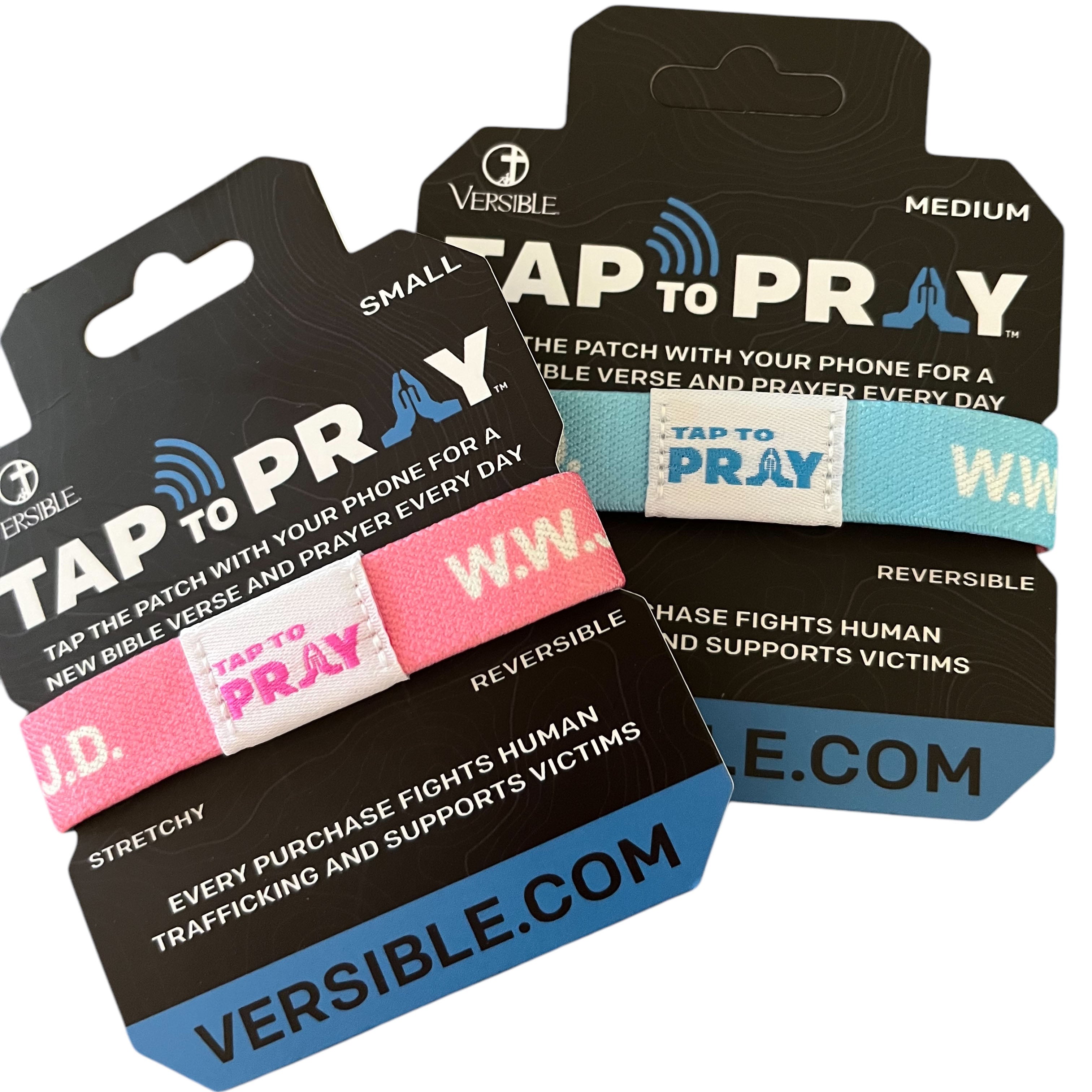 Tap To Pray® Wristband – Blue & PInk WWJD