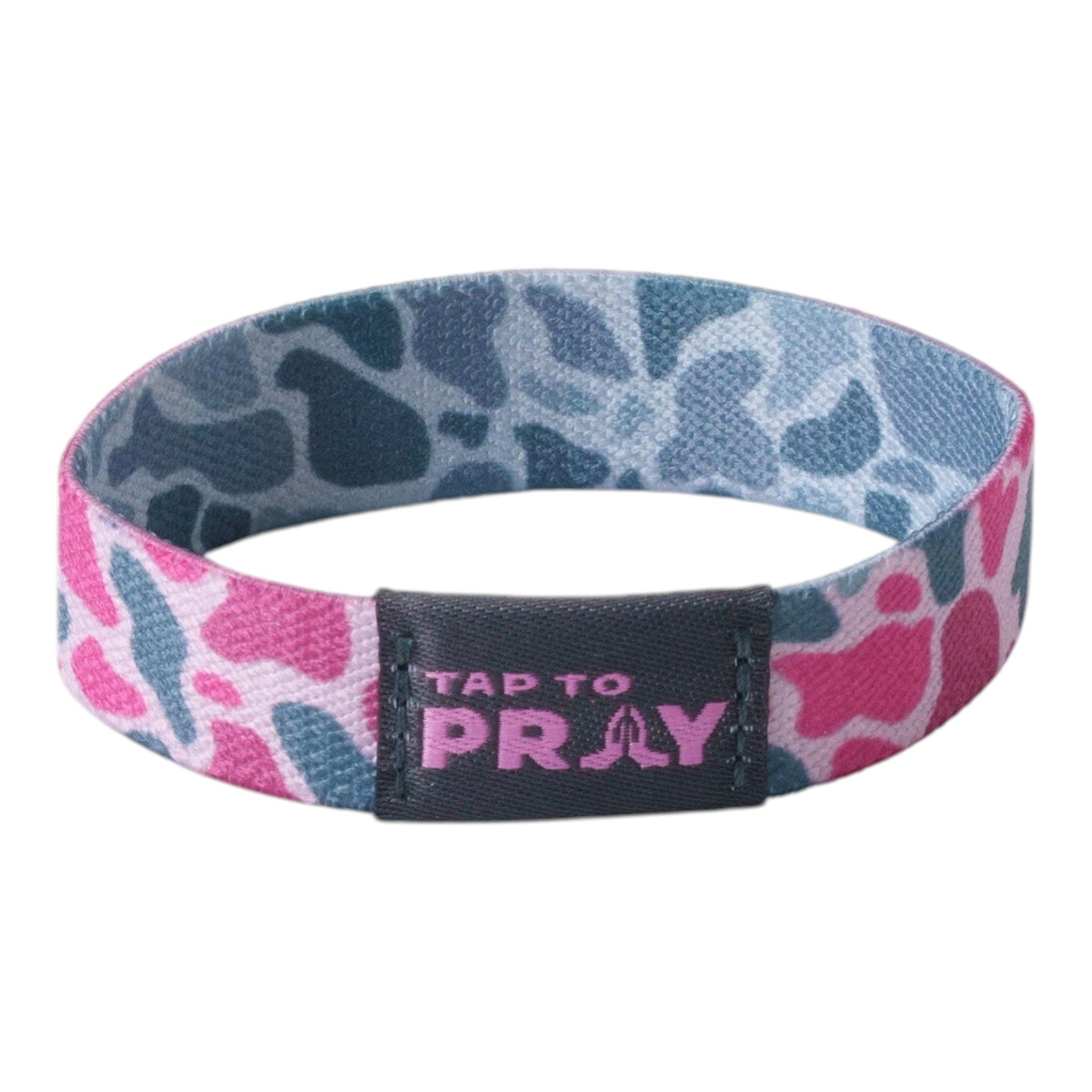 Tap To Pray® Wristband – River Rock Camo - Pink & Ash