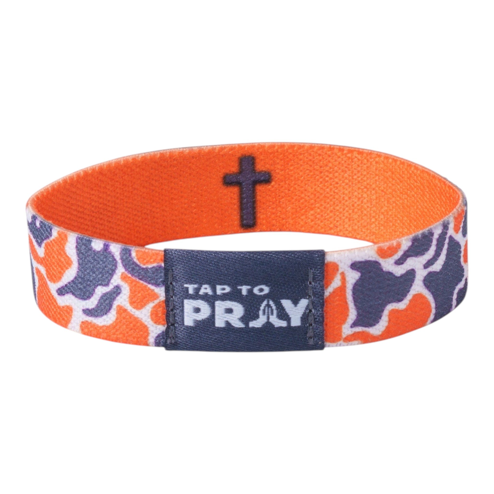 Tap To Pray® Wristband – Team Camo - Orange & Grey