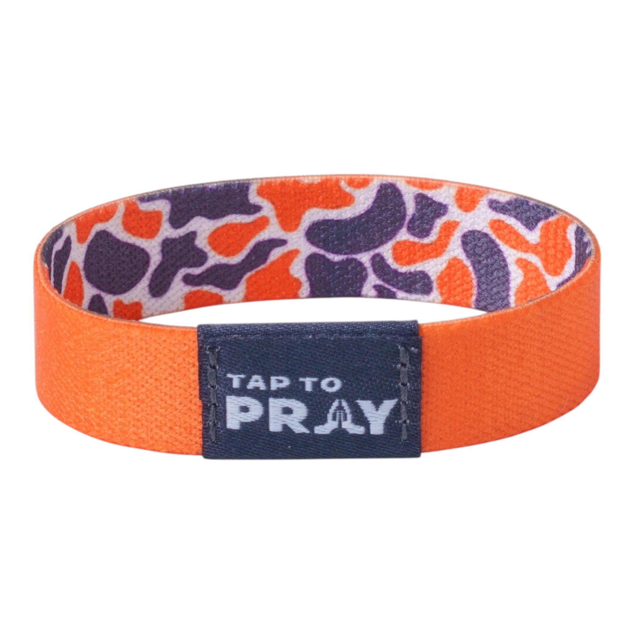 Tap To Pray® Wristband – Team Camo - Orange & Grey