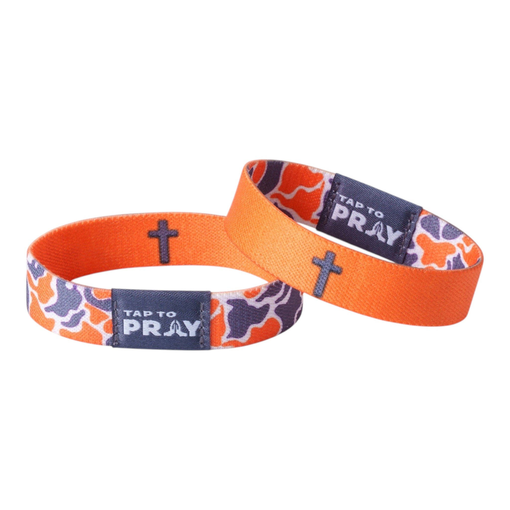 Tap To Pray® Wristband – Team Camo - Orange & Grey