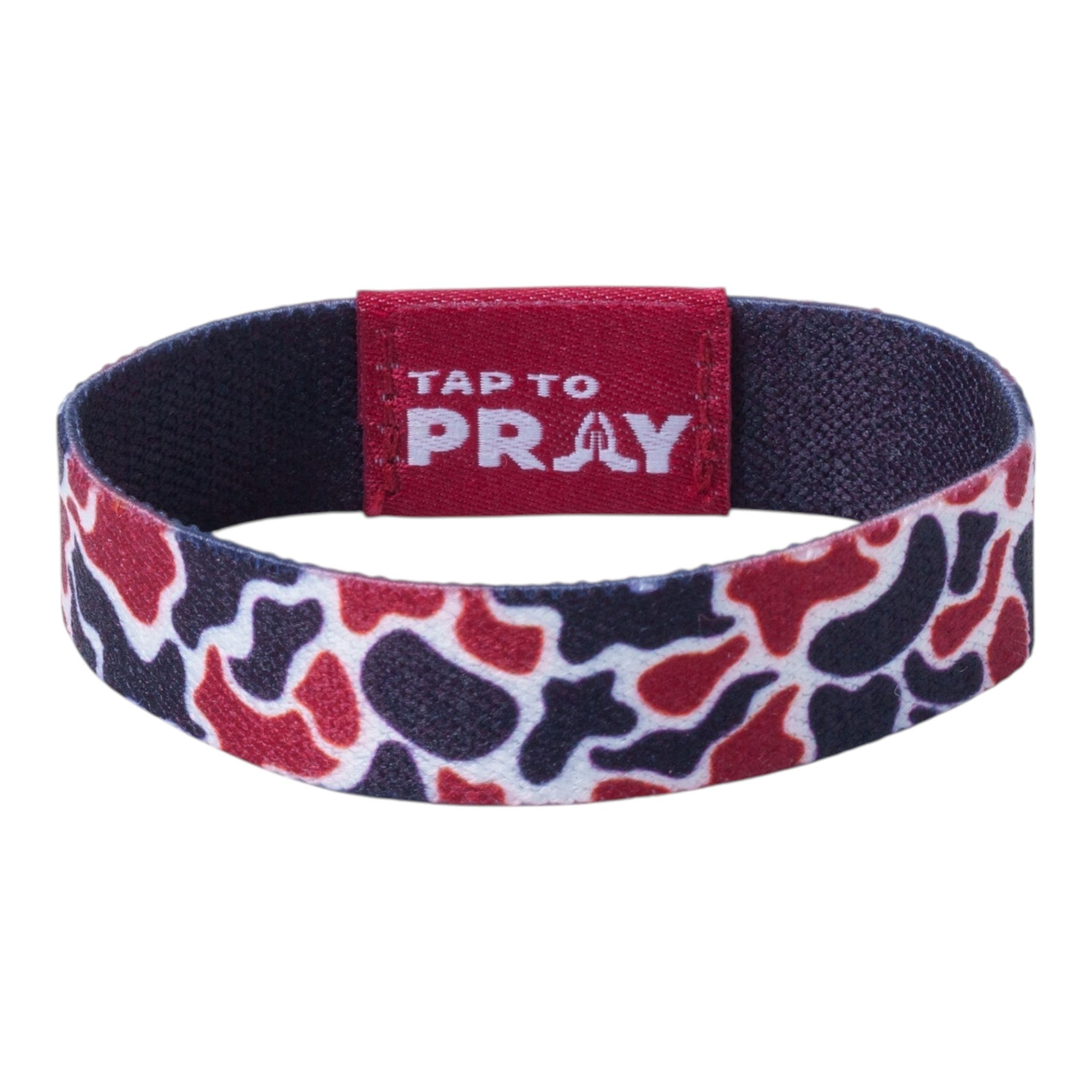 Tap To Pray® Wristband – Team Camo - Maroon & Black