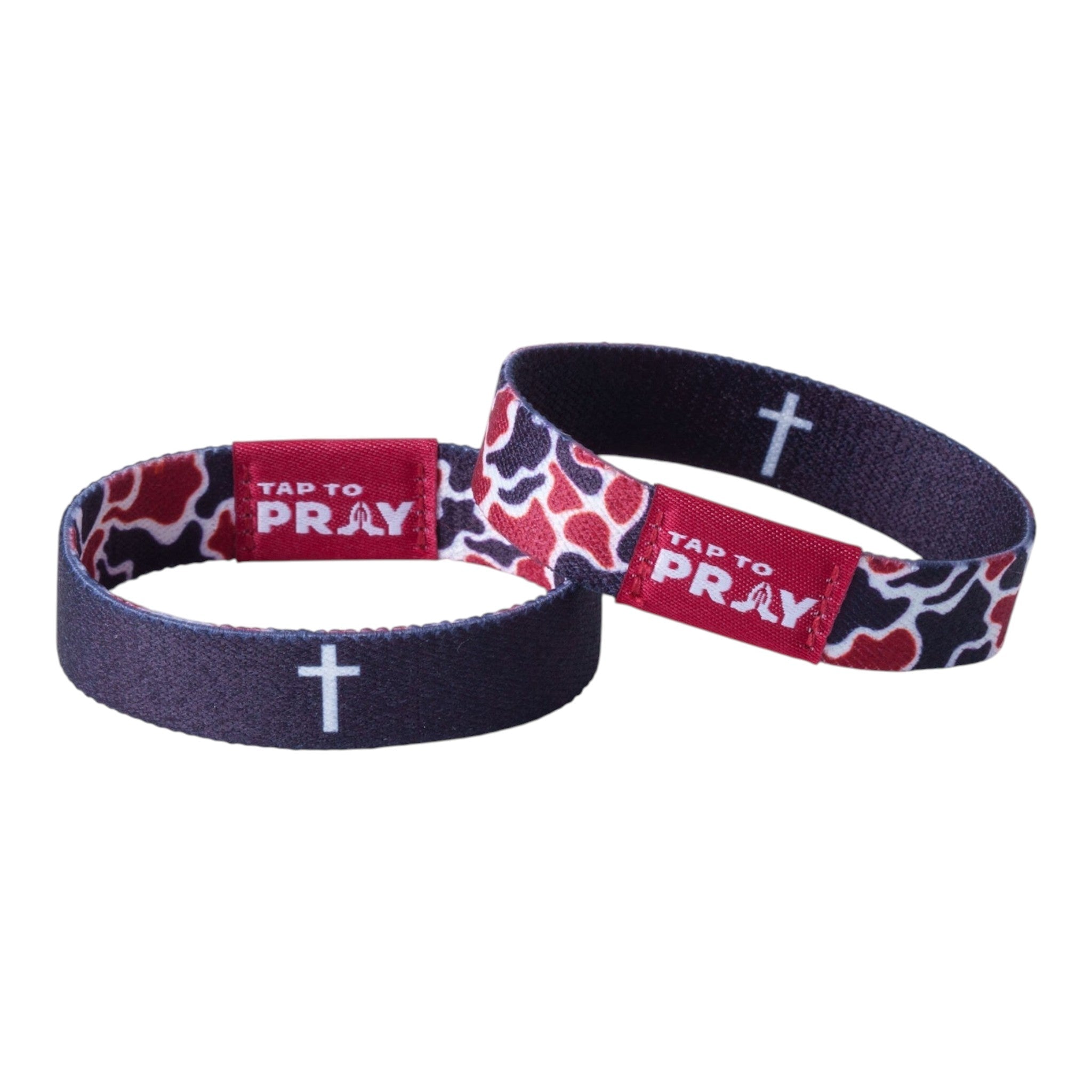 Tap To Pray® Wristband – Team Camo - Maroon & Black