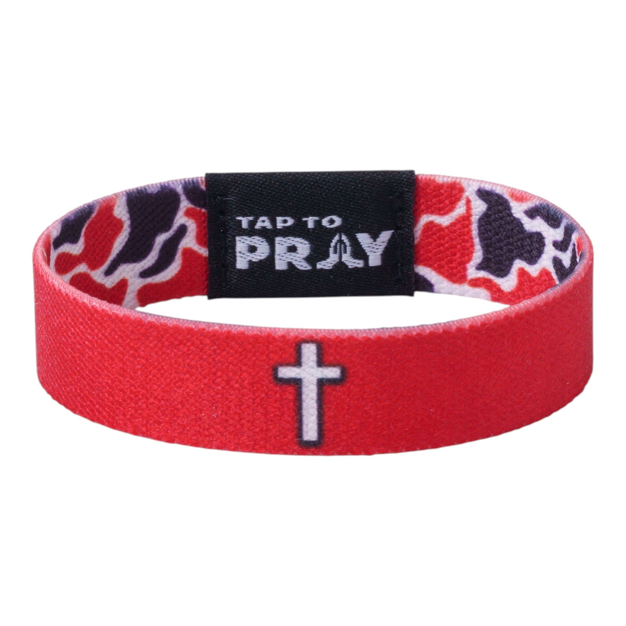 Tap To Pray® Wristband – Team Camo - Red & Black