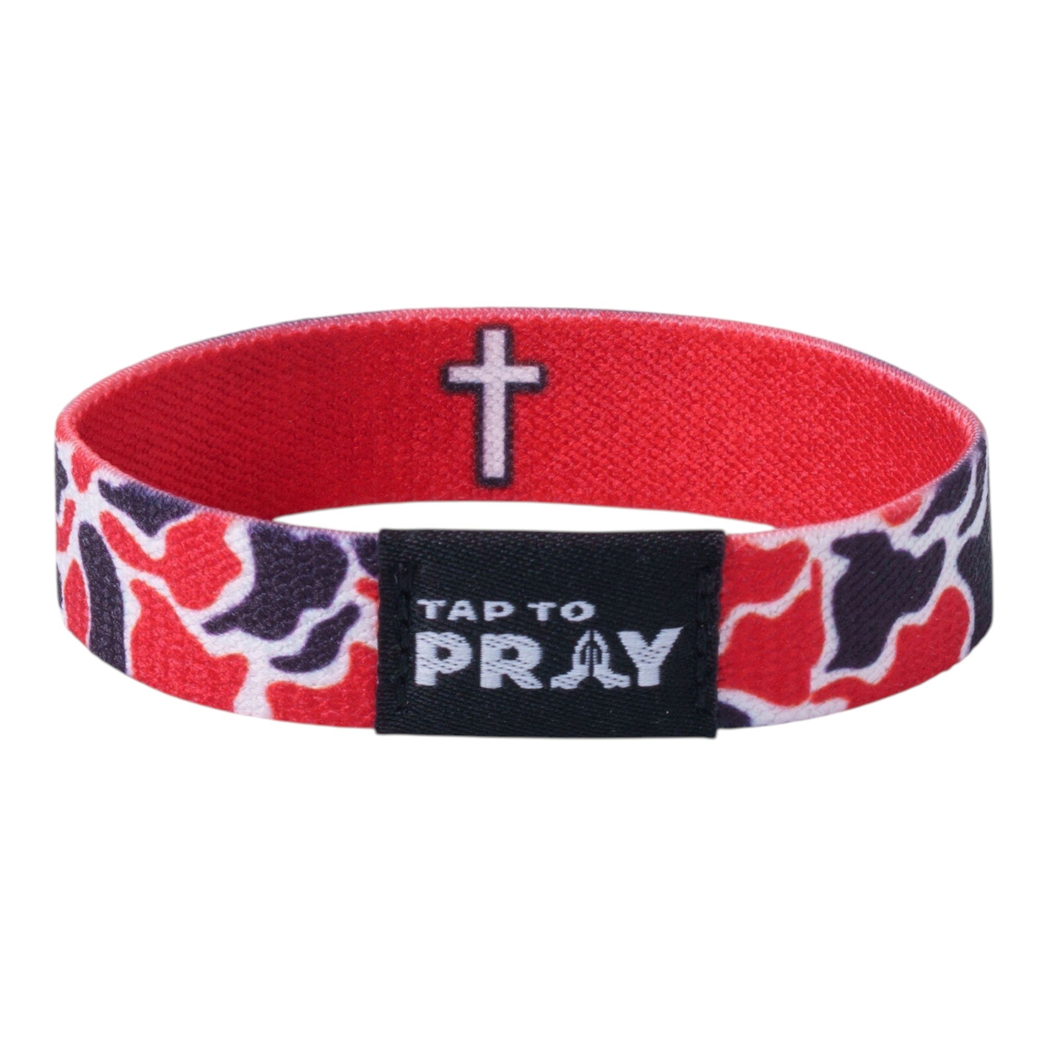 Tap To Pray® Wristband – Team Camo - Red & Black