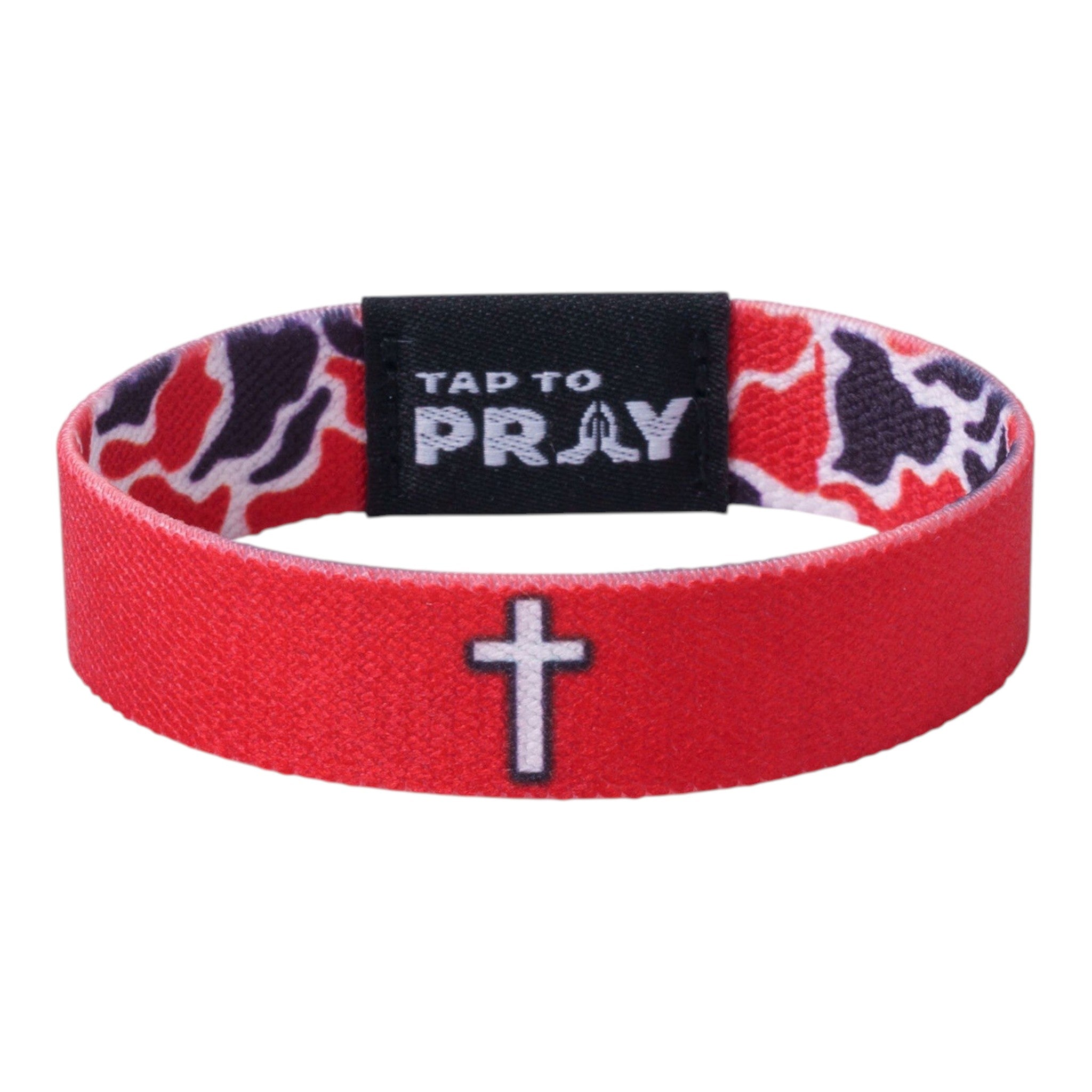 Tap To Pray® Wristband – Team Camo - Red & Black