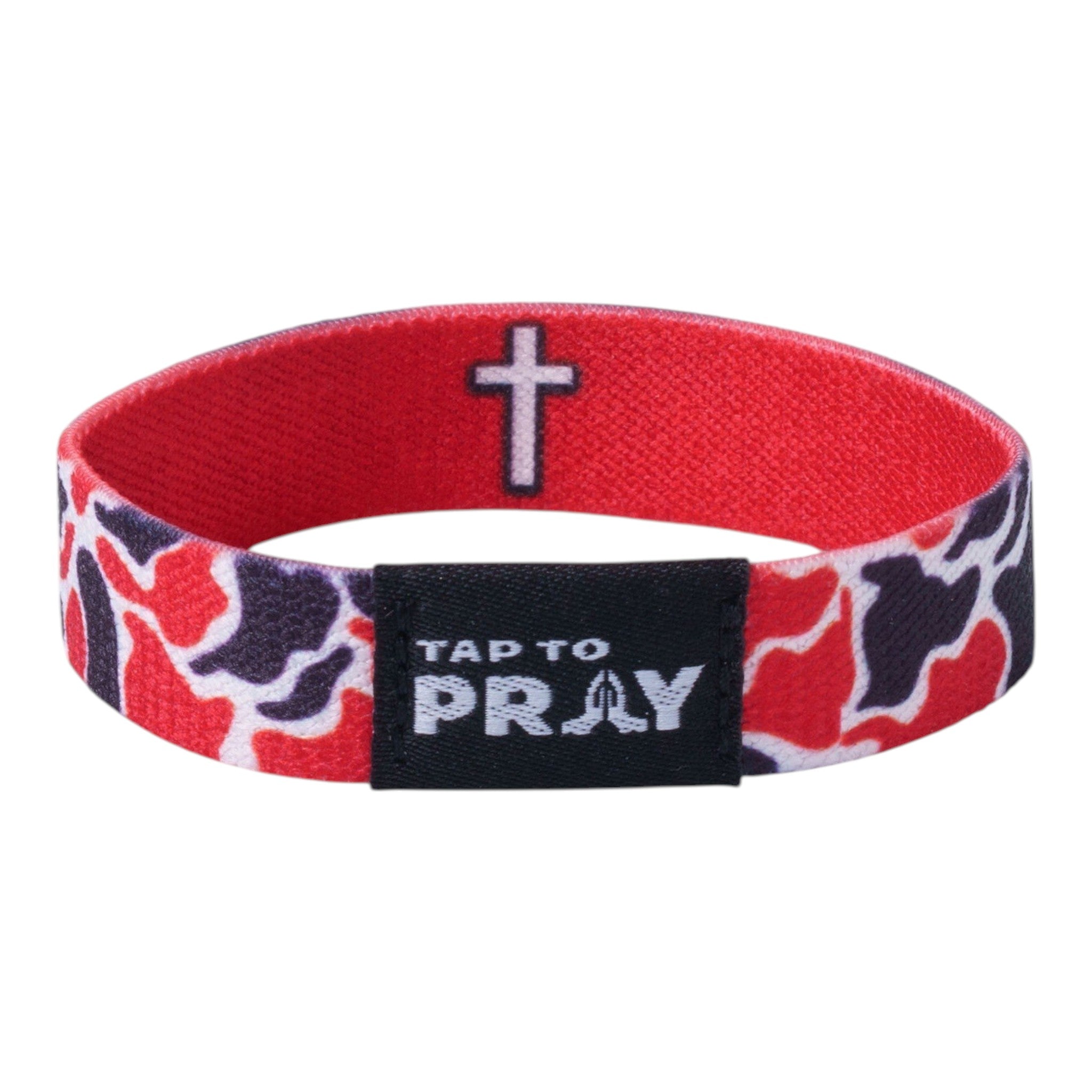 Tap To Pray® Wristband – Team Camo - Red & Black