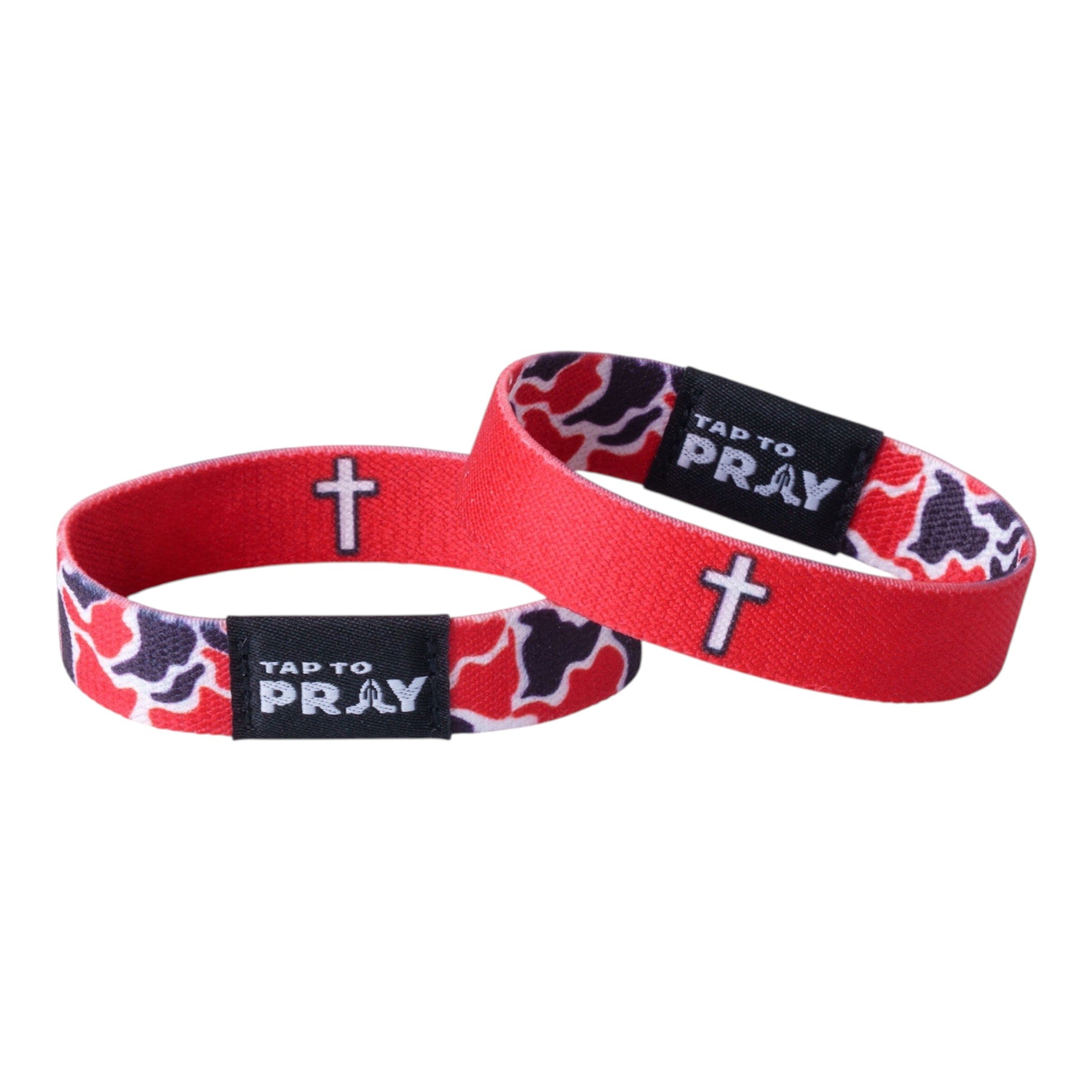 Tap To Pray® Wristband – Team Camo - Red & Black