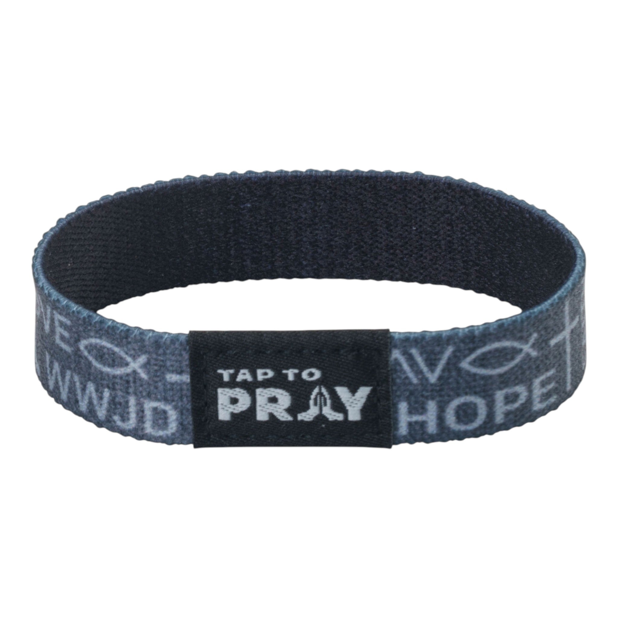 Tap To Pray® Wristband – Symbols of Faith - Grey