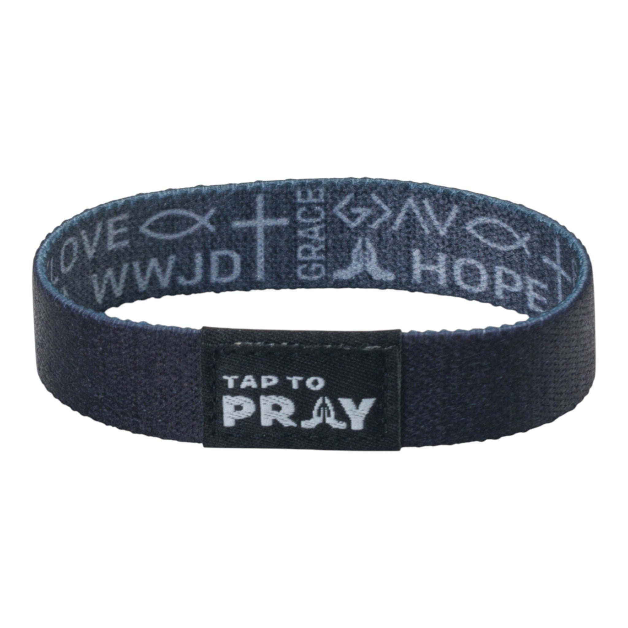 Tap To Pray® Wristband – Symbols of Faith - Grey
