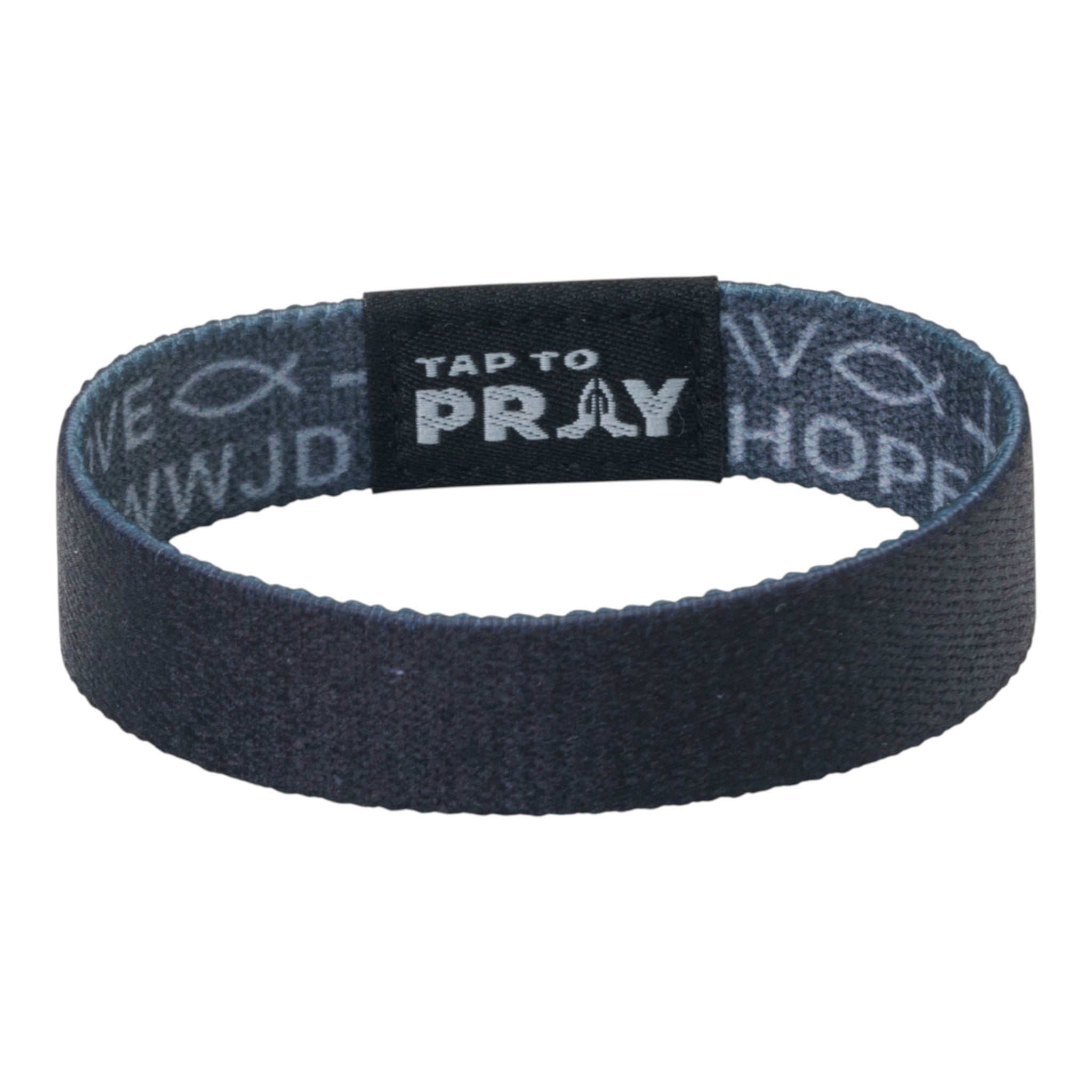 Tap To Pray® Wristband – Symbols of Faith - Grey