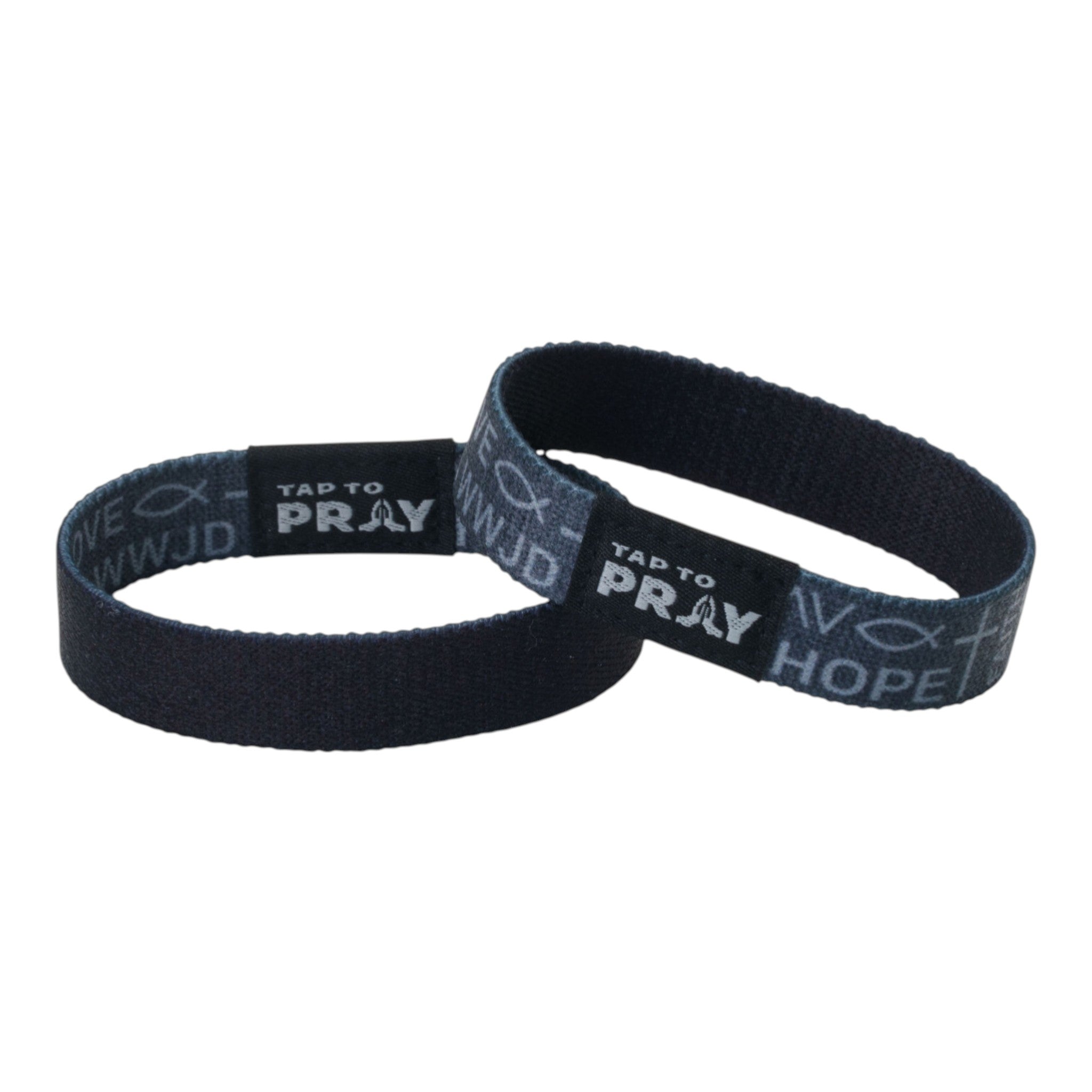 Tap To Pray® Wristband – Symbols of Faith - Grey