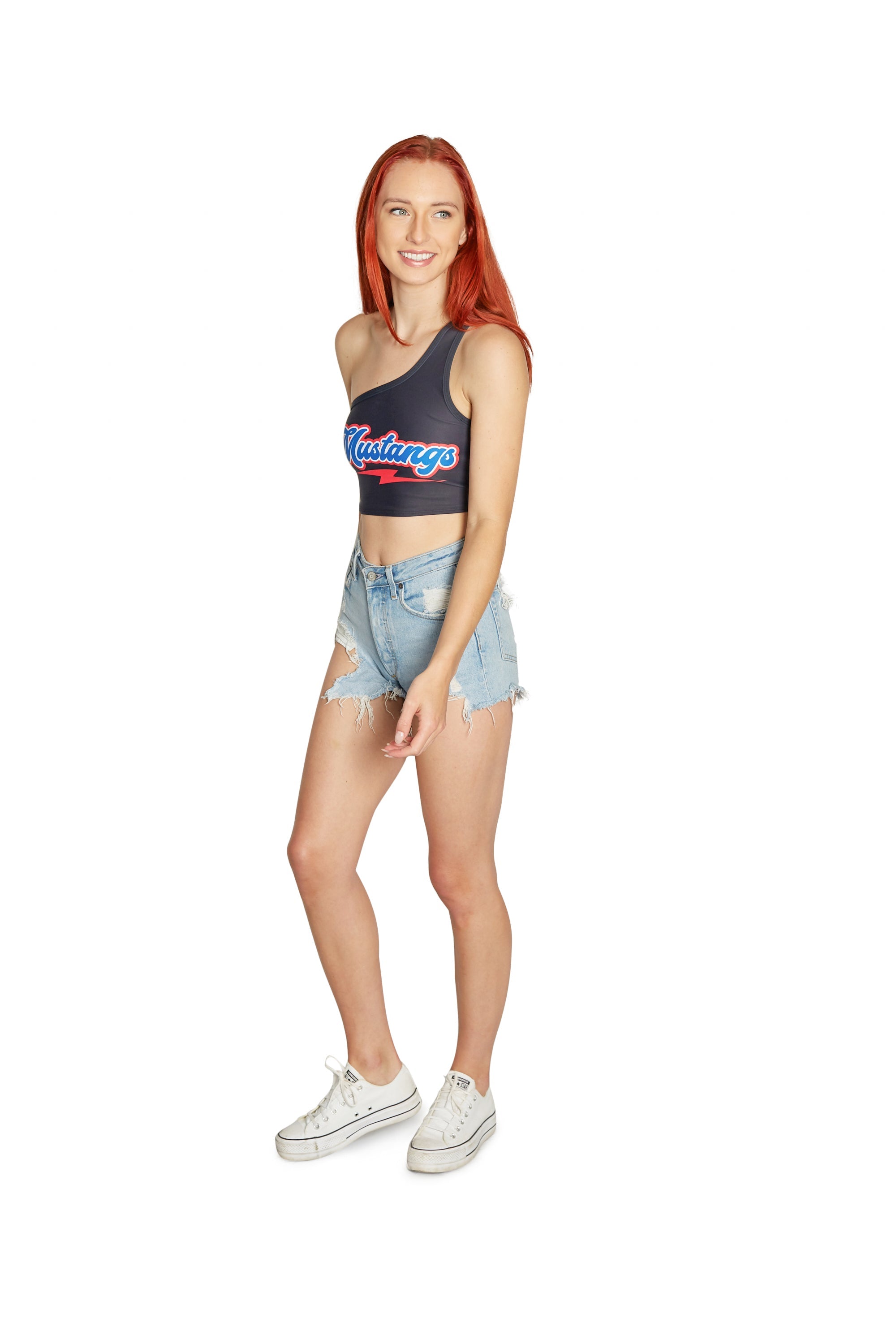 SMU Mustangs Lightning One Shoulder Top