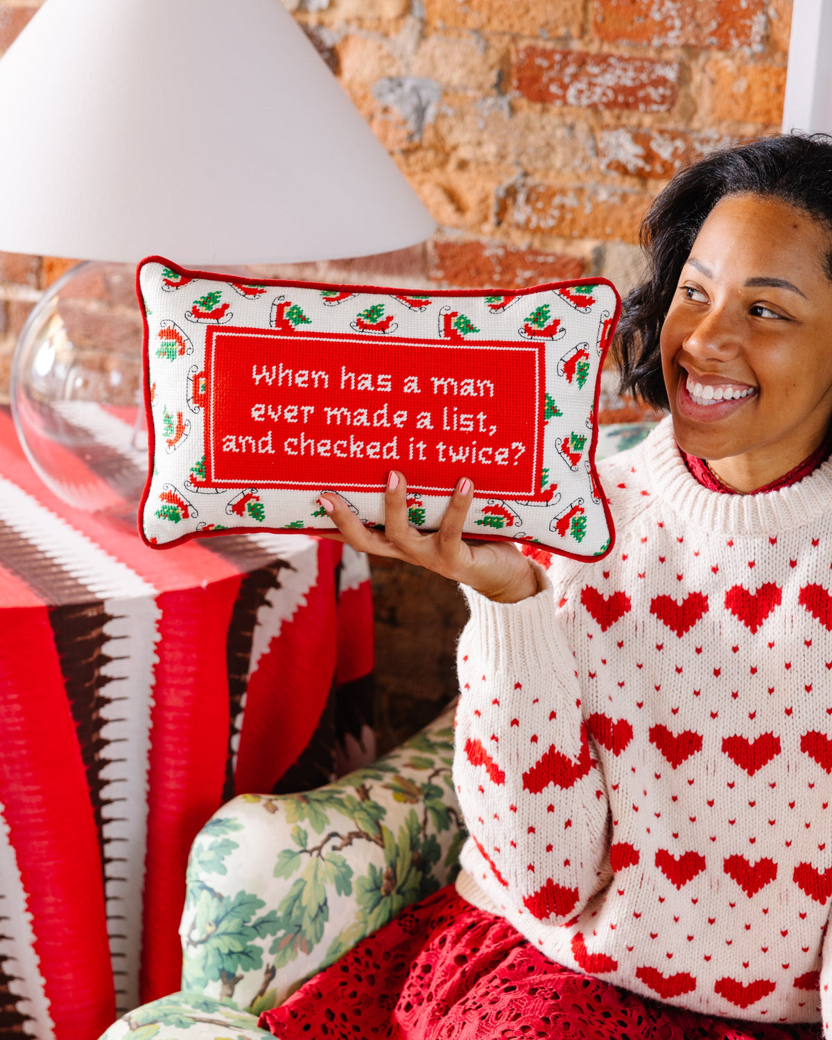 Check it Twice Needlepoint Pillow