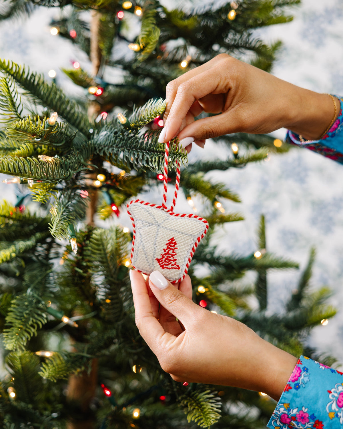 Needlepoint Icon Ornament - Chinese Takeout Box