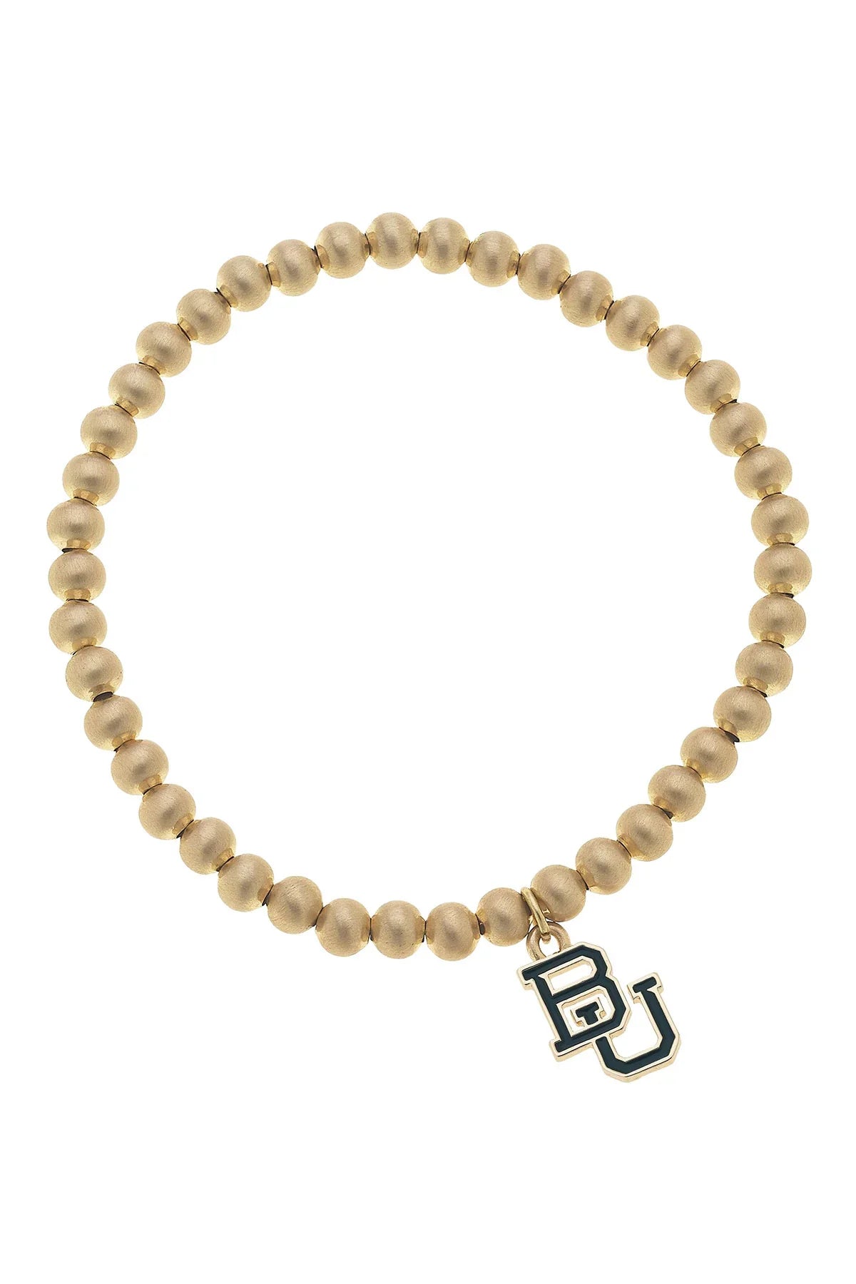 Baylor Bears Ball Bead Stretch Bracelet in Satin Gold