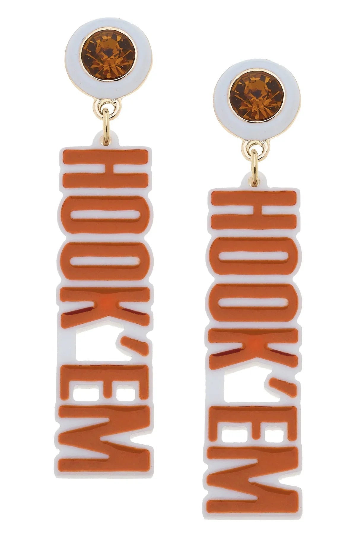 Texas Longhorns Resin Block Letter Earrings in Burnt Orange