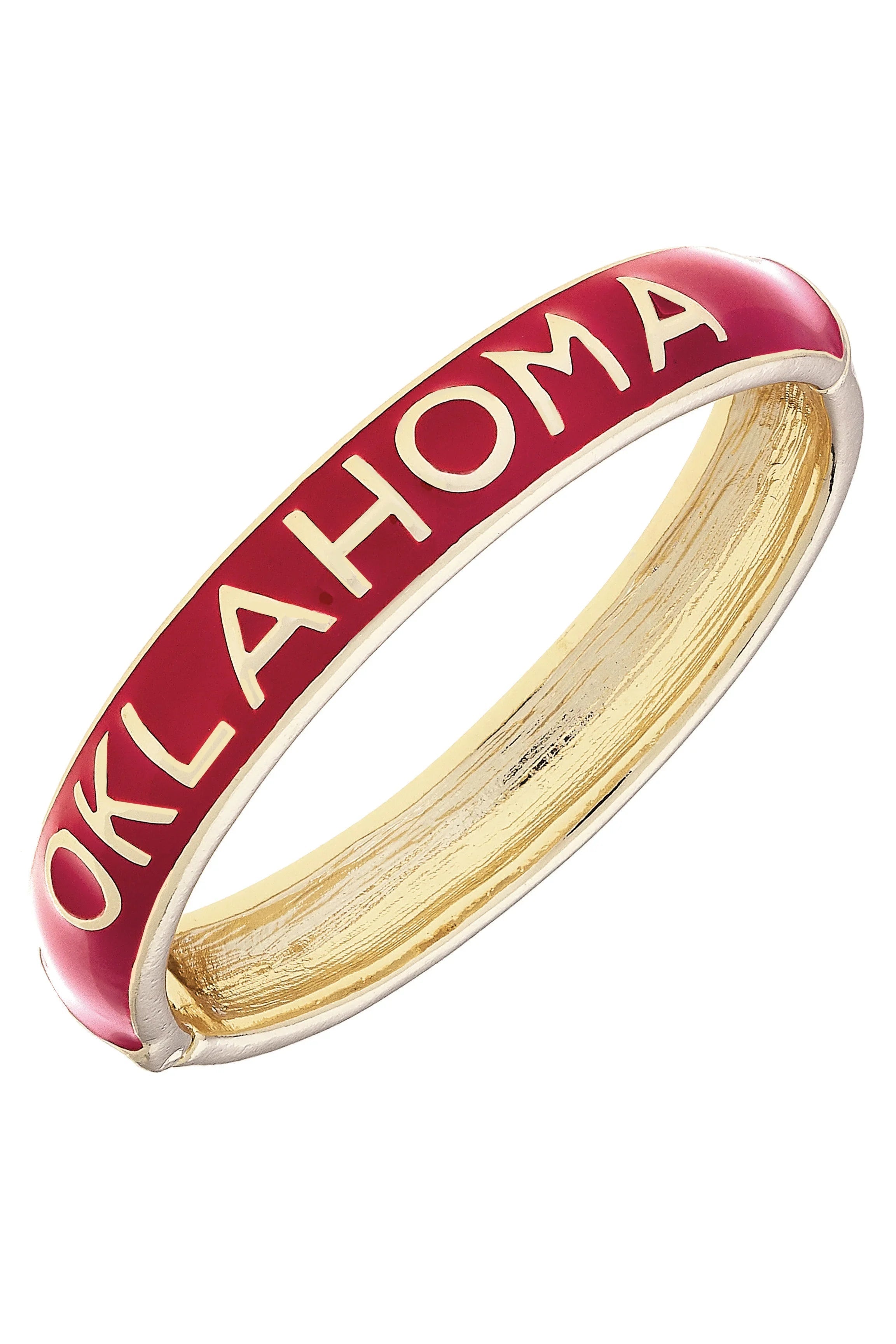 Oklahoma Sooners Sculpted Enamel Hinge Bangle in Crimson