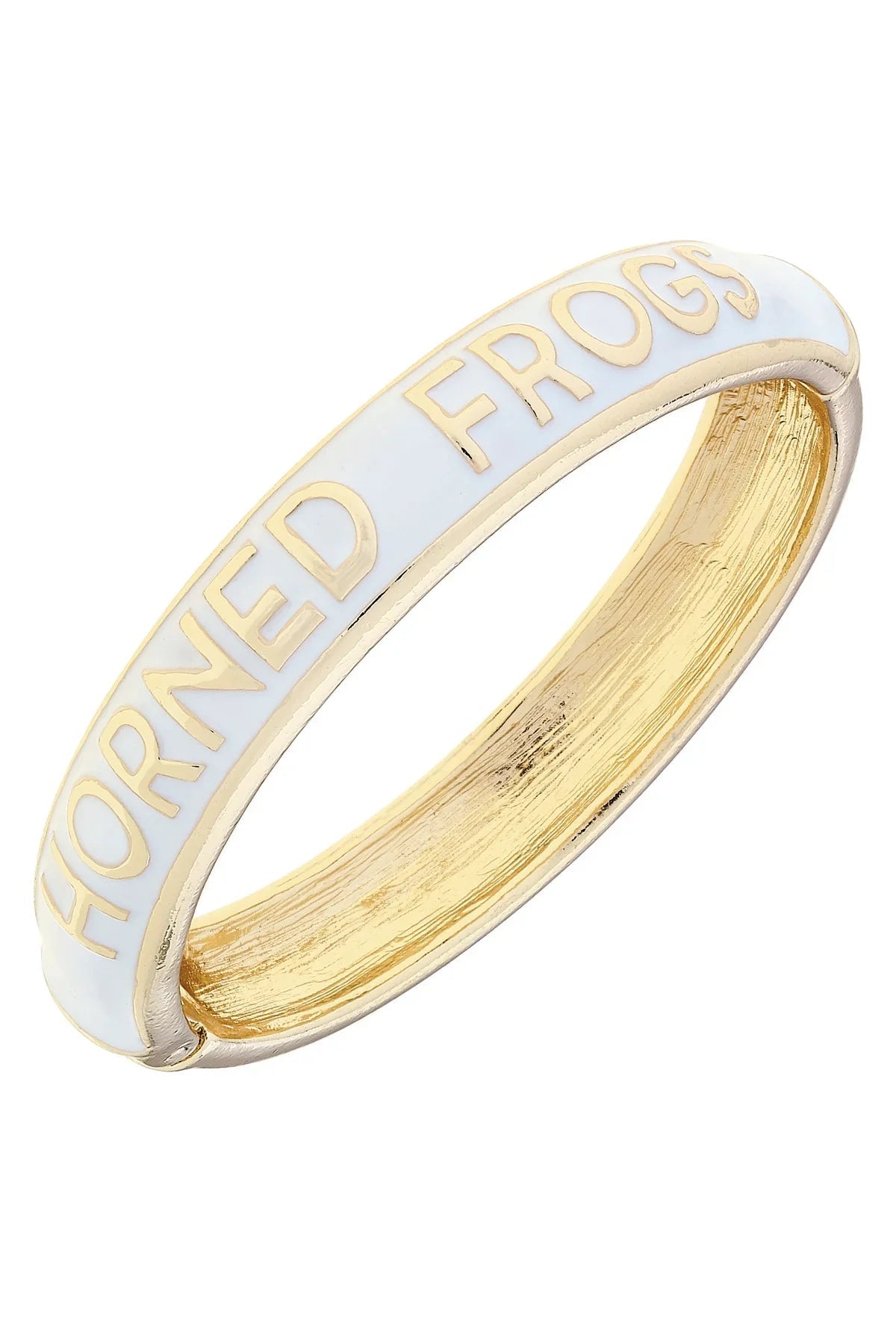 TCU Horned Frogs Sculpted Enamel Hinge Bangle in White