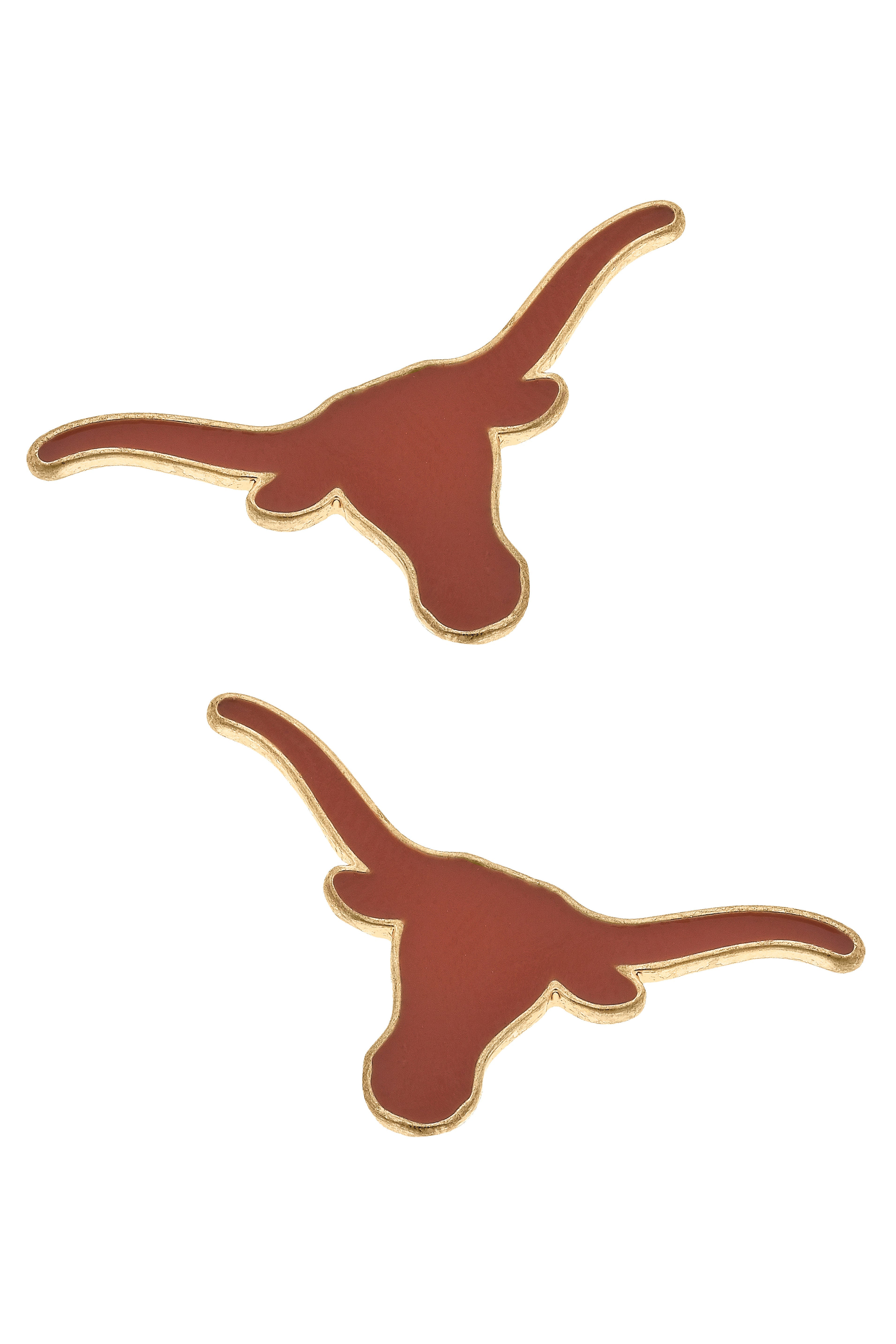 Texas Longhorns Enamel Logo Stud Earrings in Shiny Gold