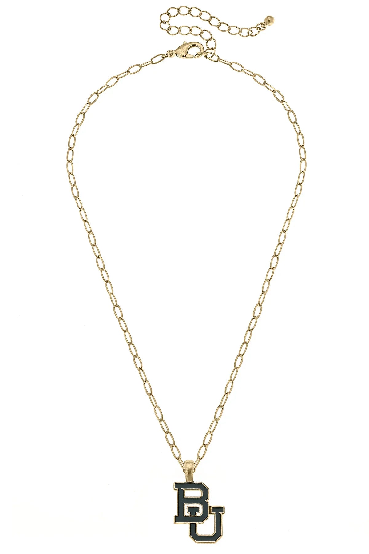 Baylor Bears Enamel Pendant Necklace in Shiny Gold