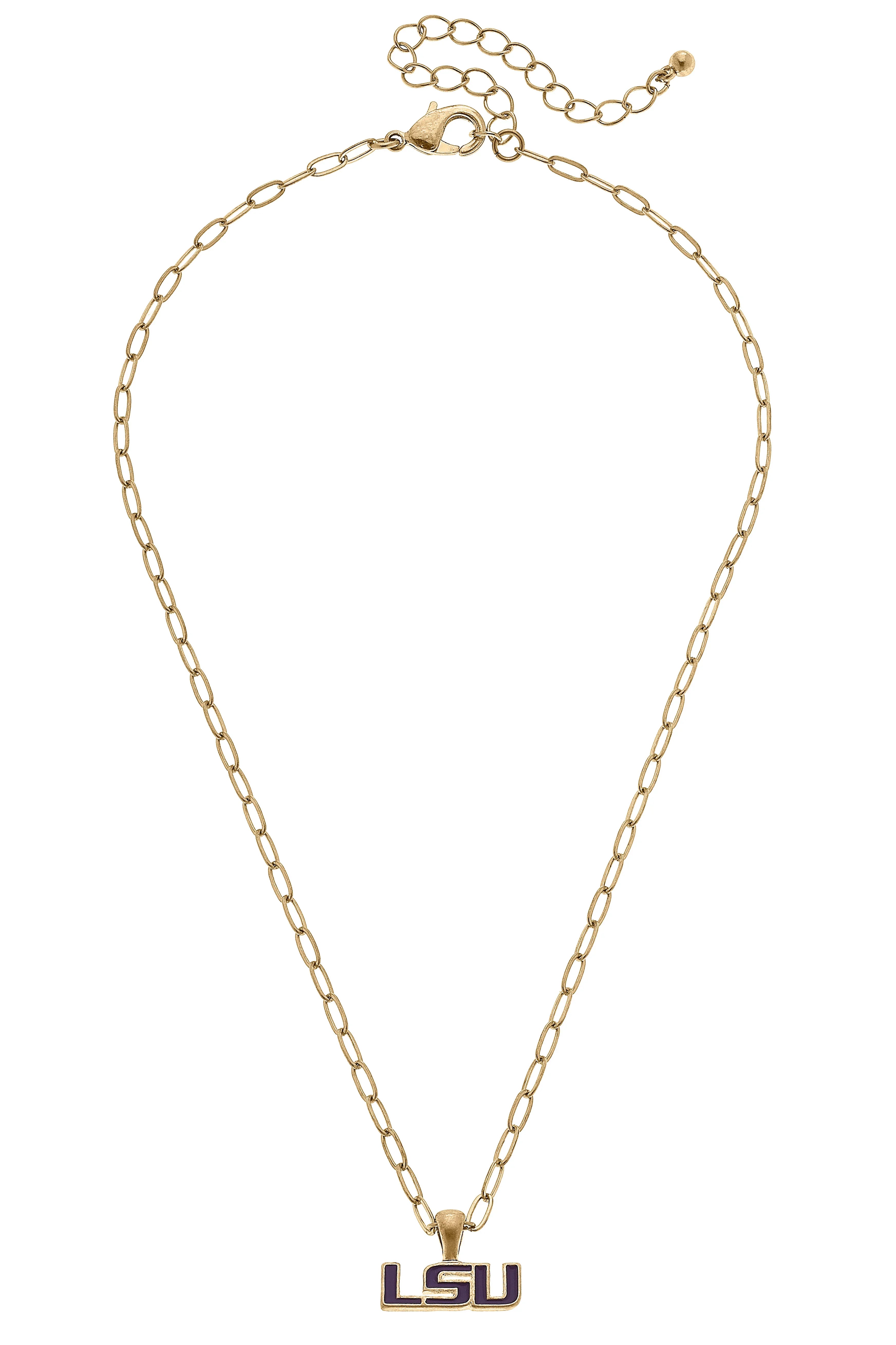 LSU Tigers Enamel Pendant Necklace in Shiny Gold