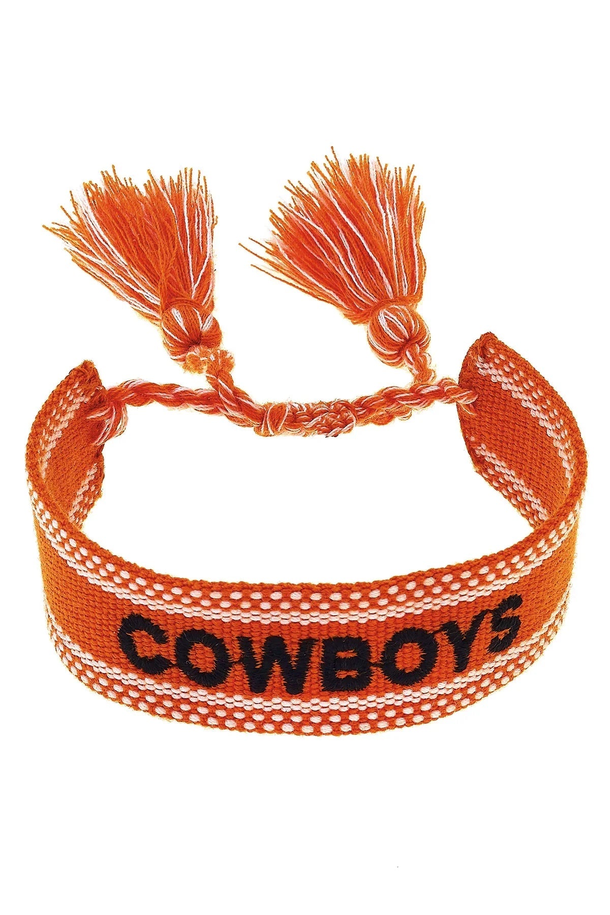 Oklahoma State Cowboys Woven Tassel Bracelet in Orange/Black/White