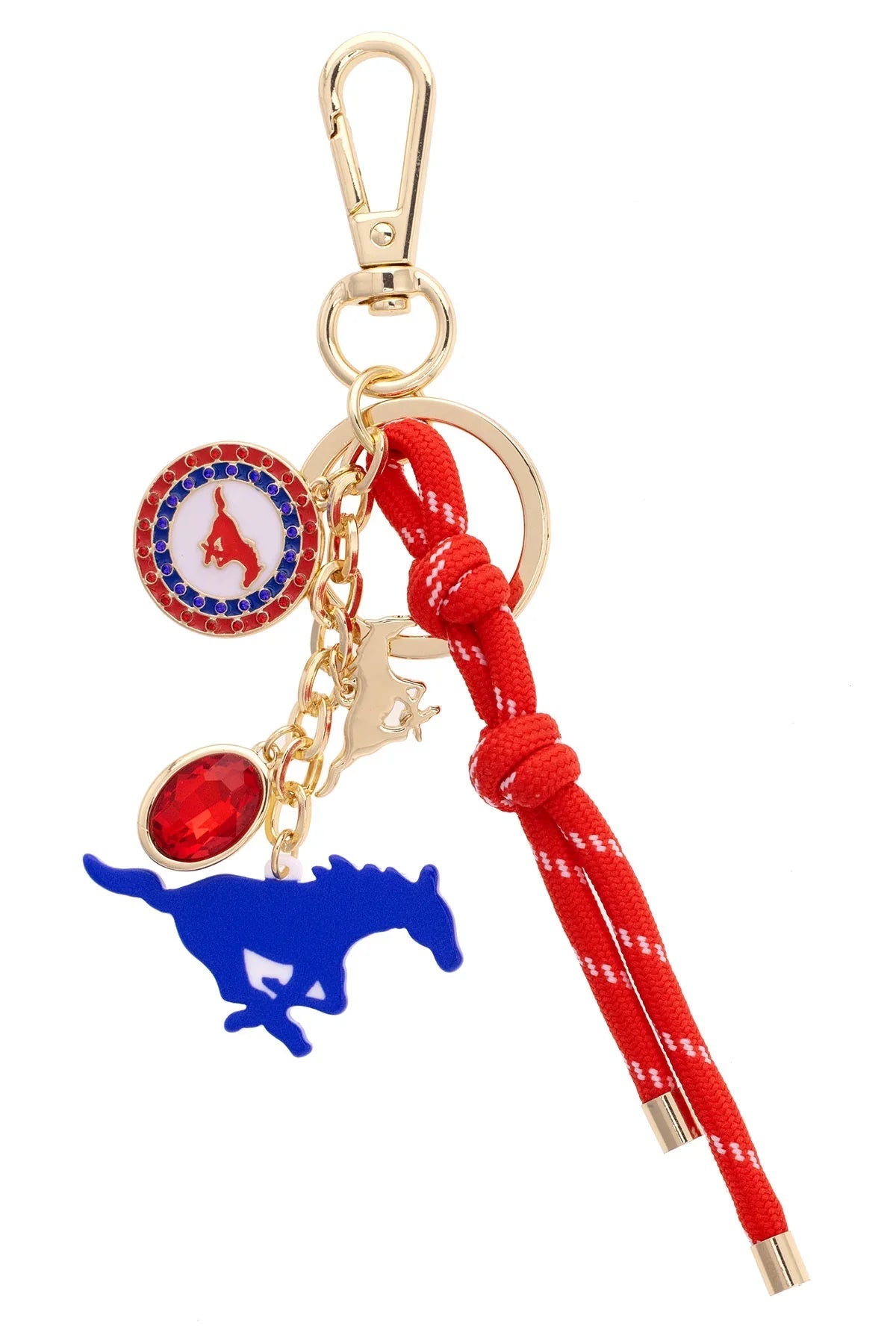 SMU Mustangs Cluster Bag Charm in Red & Shiny Gold