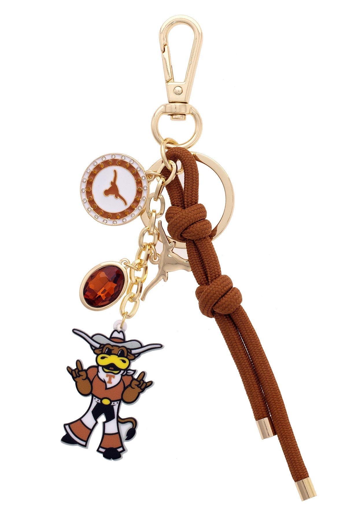 Texas Longhorns Cluster Bag Charm in Burnt Orange & Shiny Gold