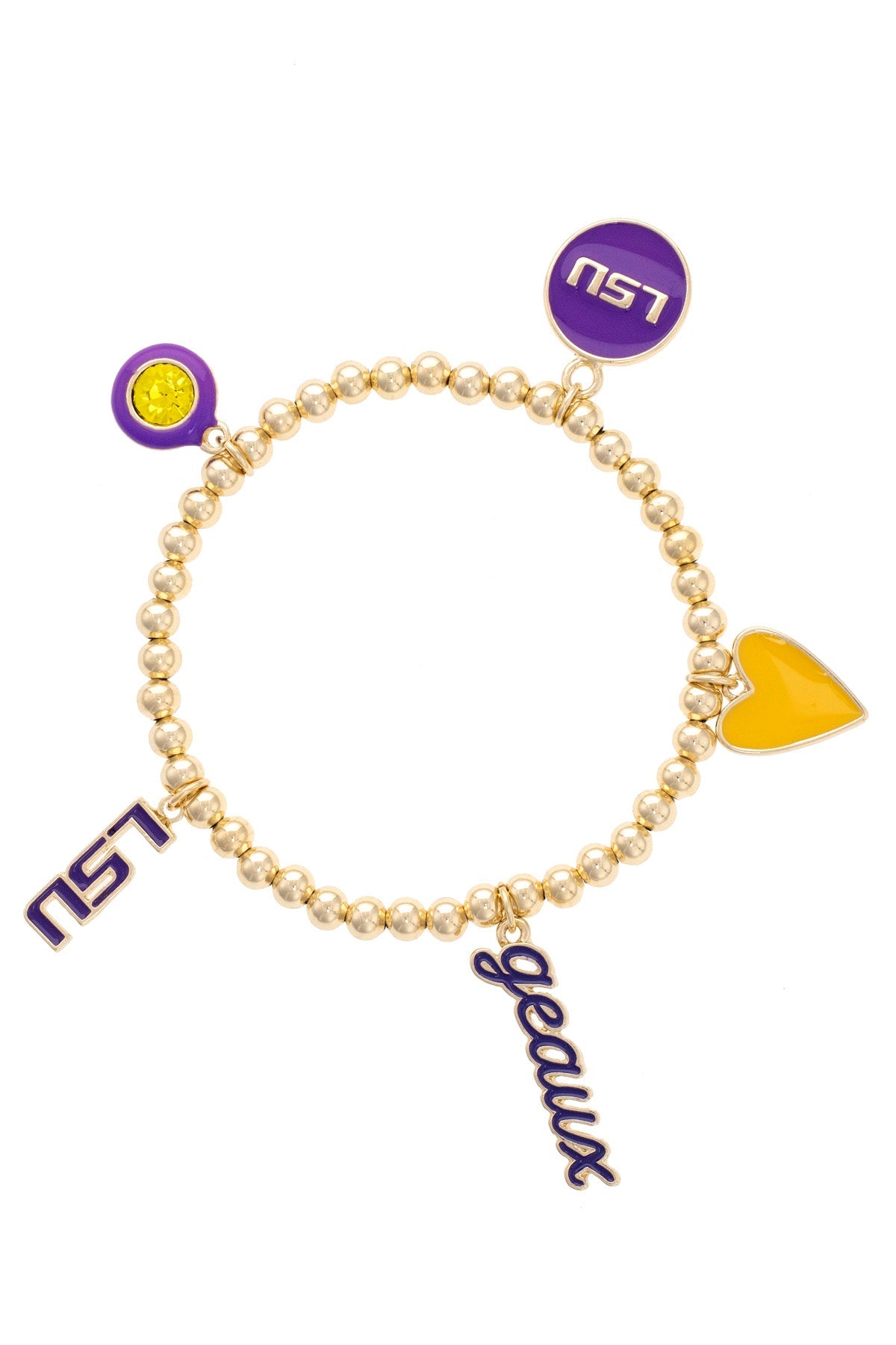 LSU Tigers Enamel Icons Stretch Bracelet in Shiny Gold