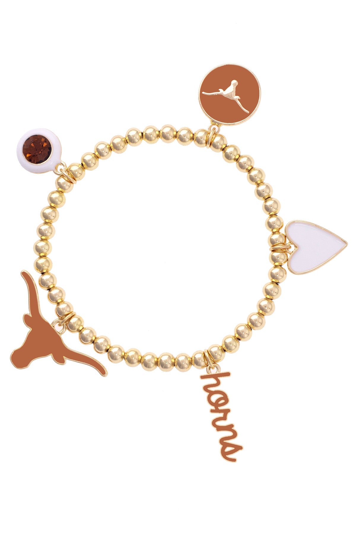 Texas Longhorns Enamel Icons Stretch Bracelet in Shiny Gold