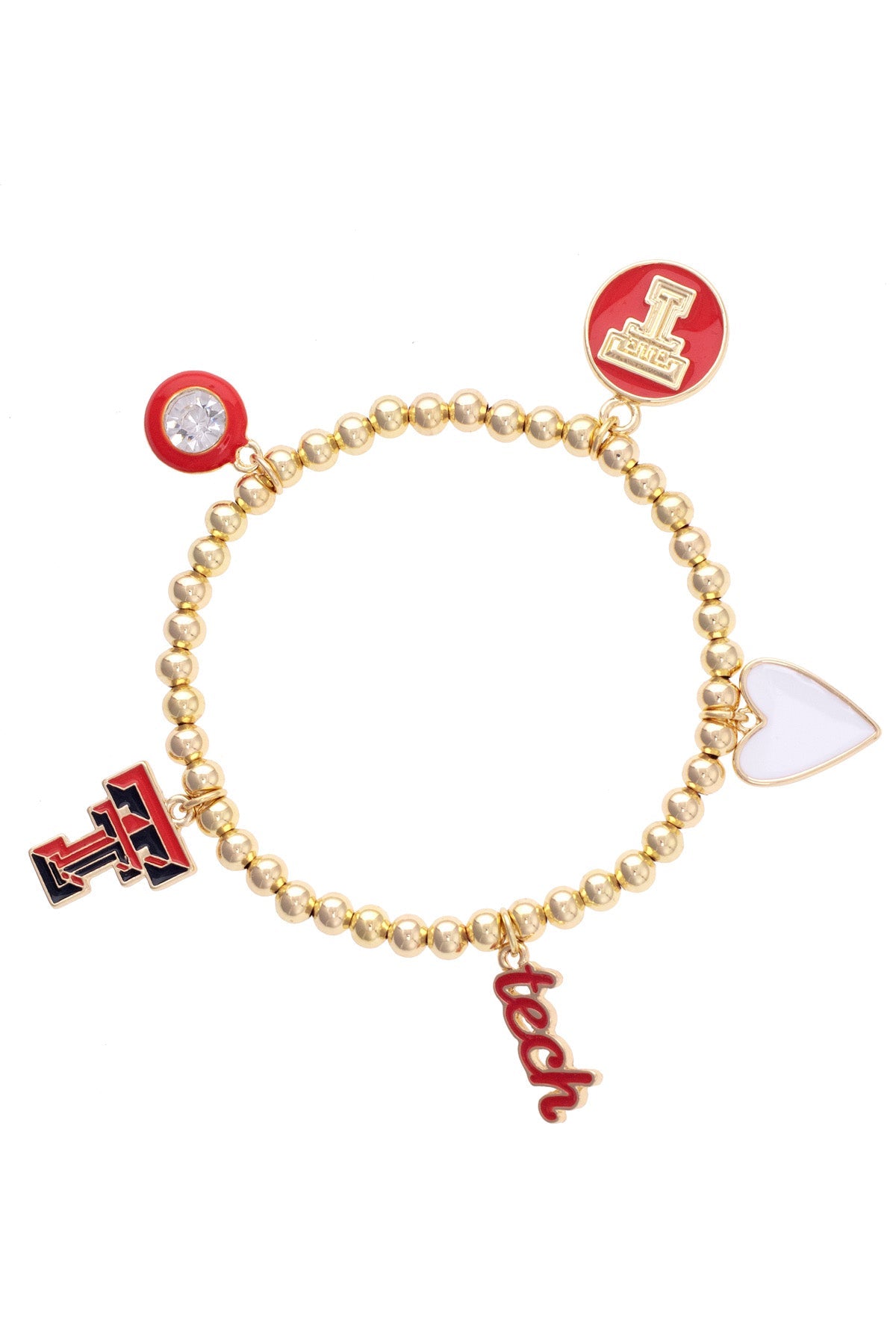 Texas Tech Red Raiders Enamel Icons Stretch Bracelet in Shiny Gold