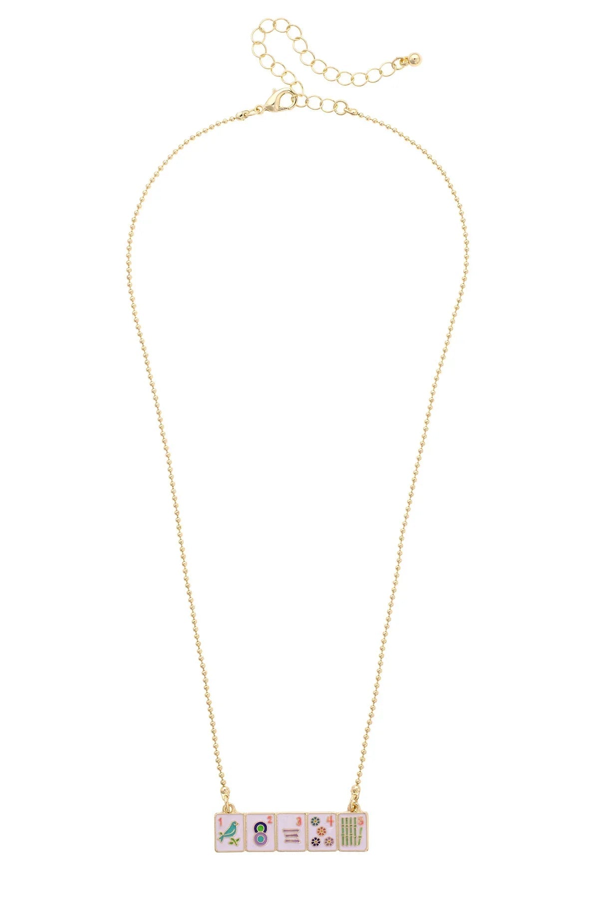 Mahjong Enamel Tile Wall Necklace in Multi