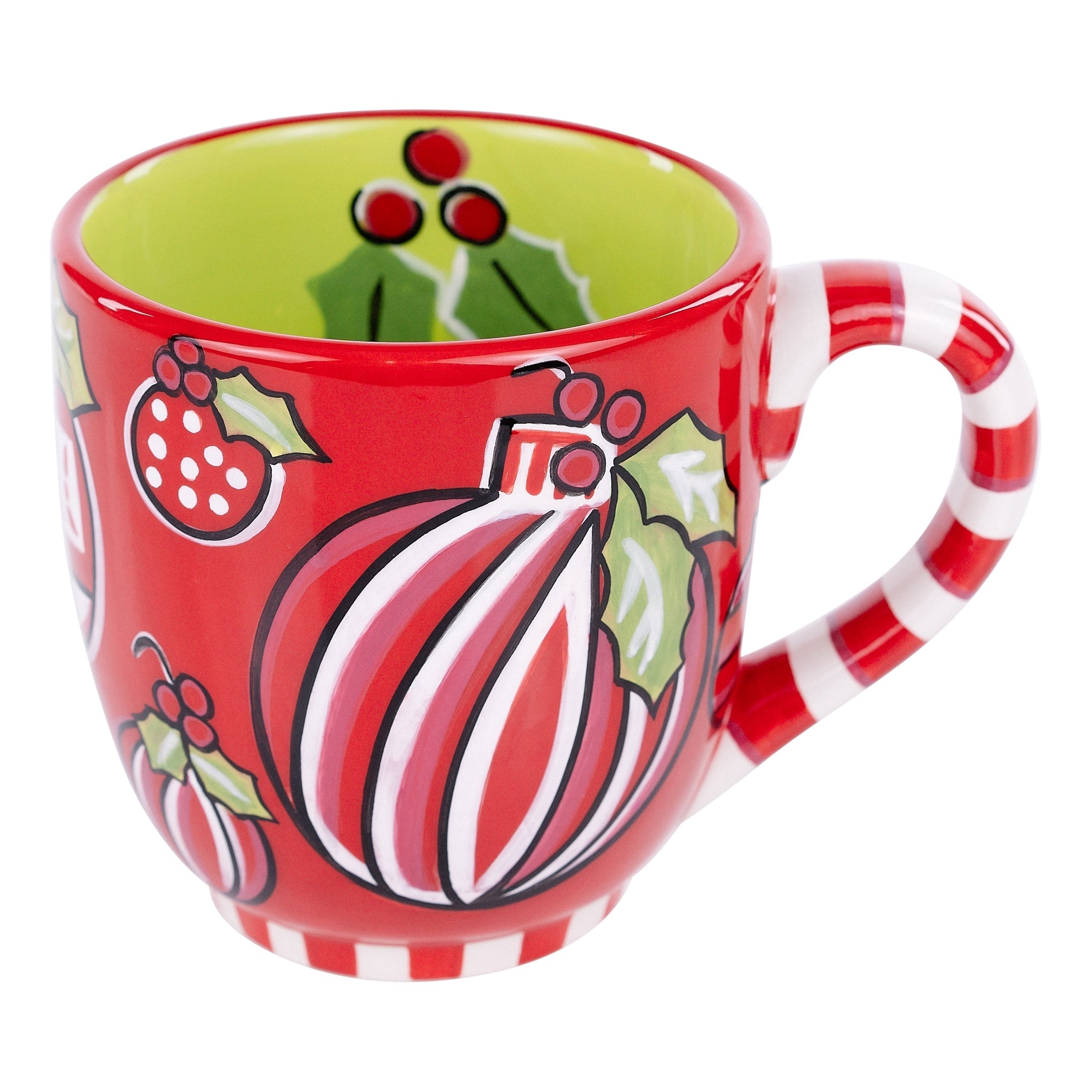 Glory Haus Red & White Holly Ornament Mug