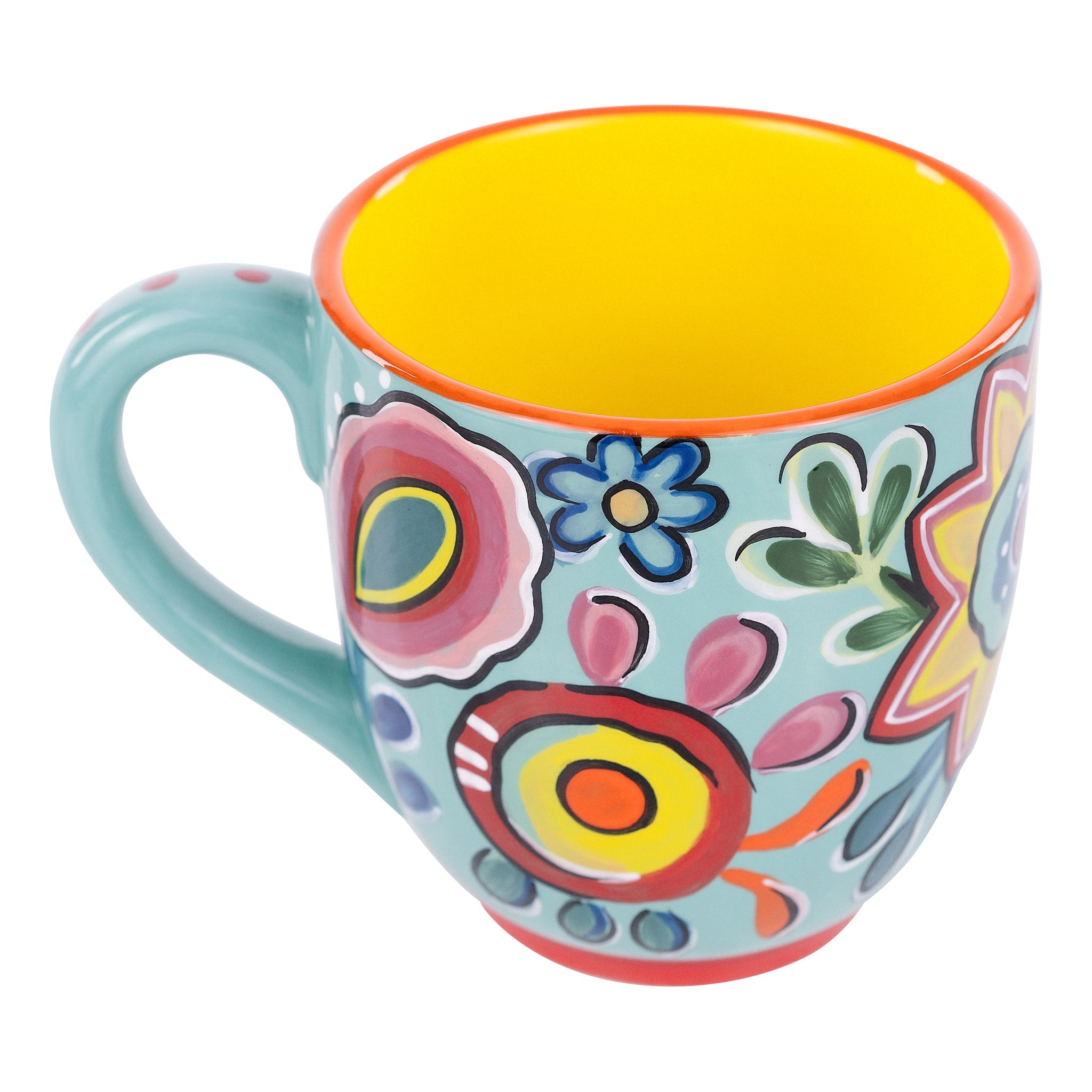Glory Haus Bright Turquoise Flower Mug