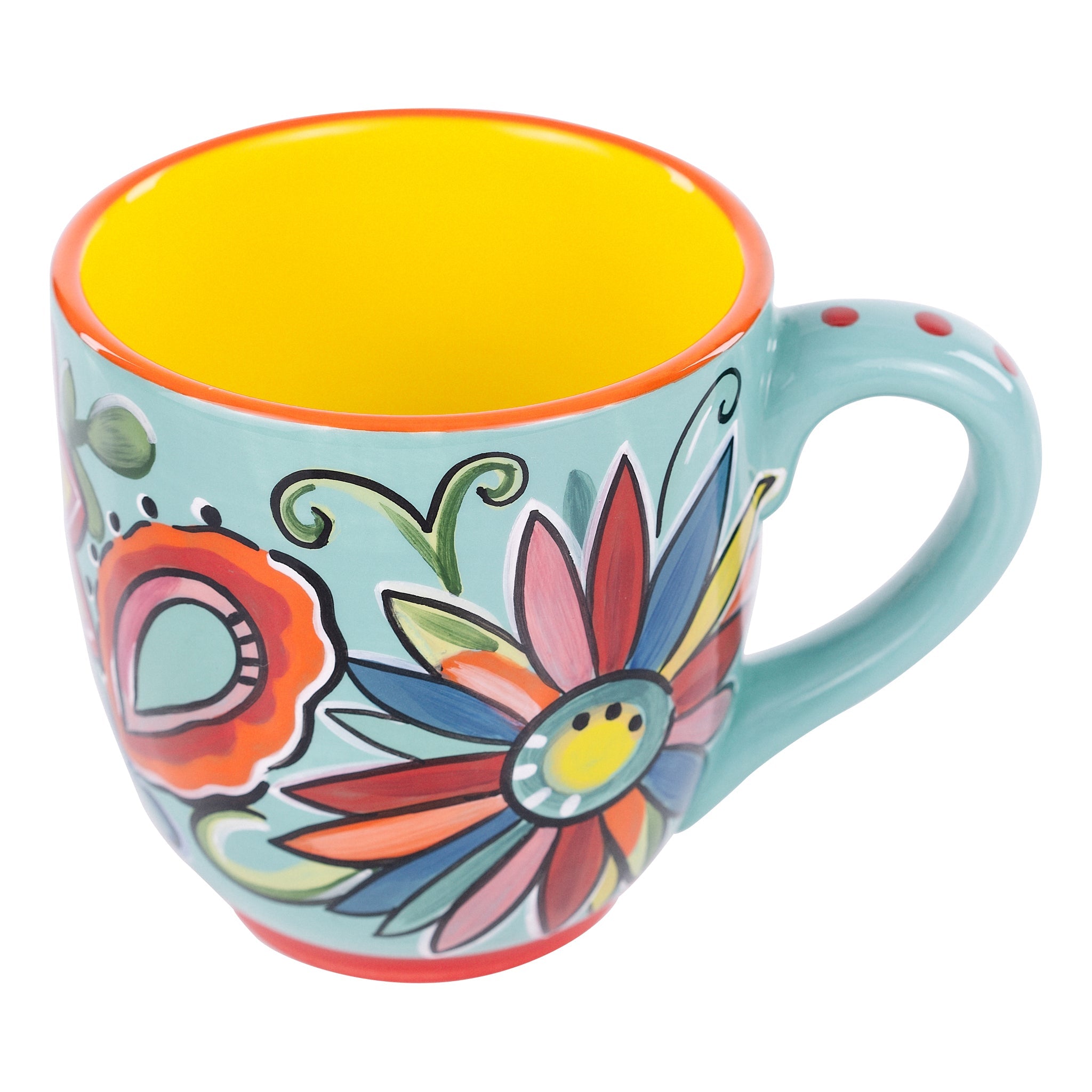 Glory Haus Bright Turquoise Flower Mug